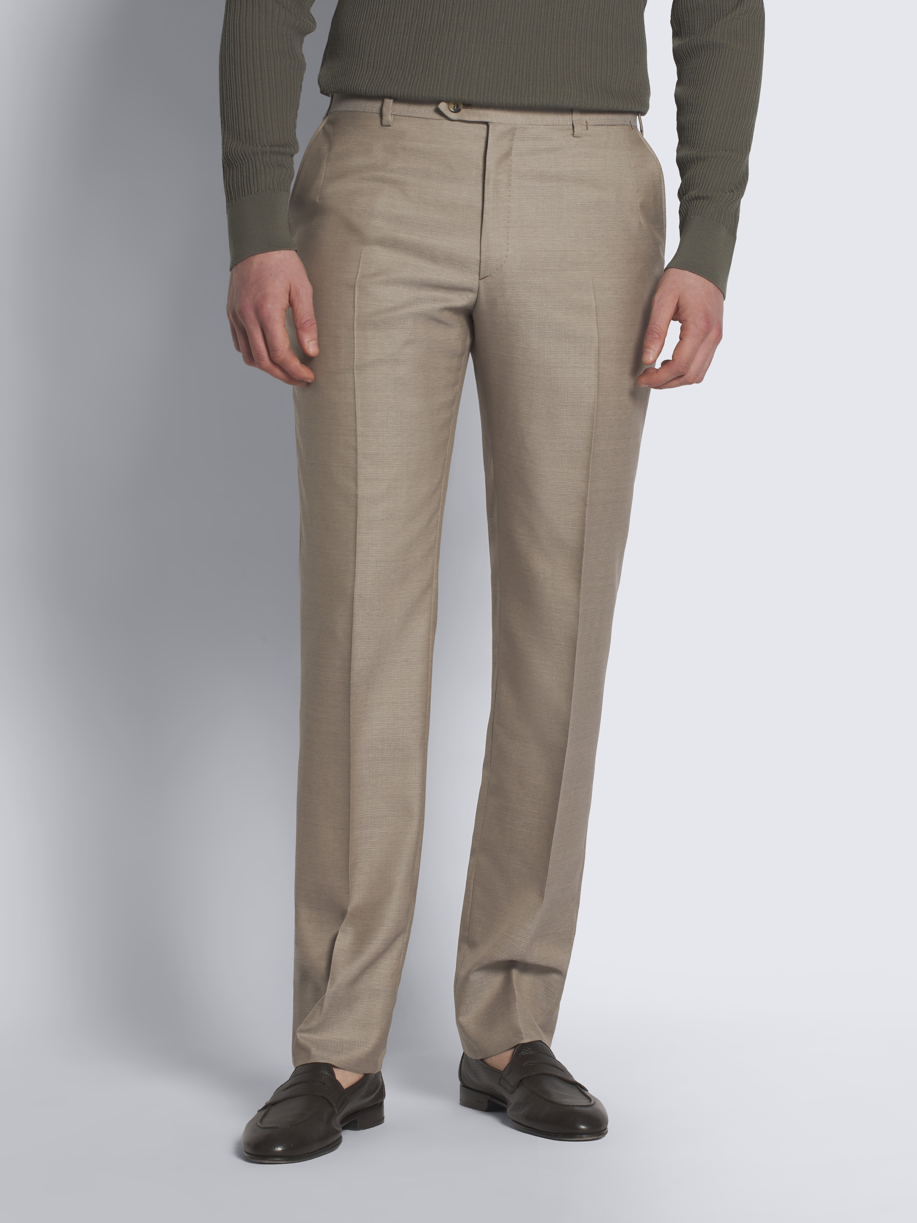 Brioni スーツ ベージュ Beige micro-checked Super 150's wool and silk Brunico suit