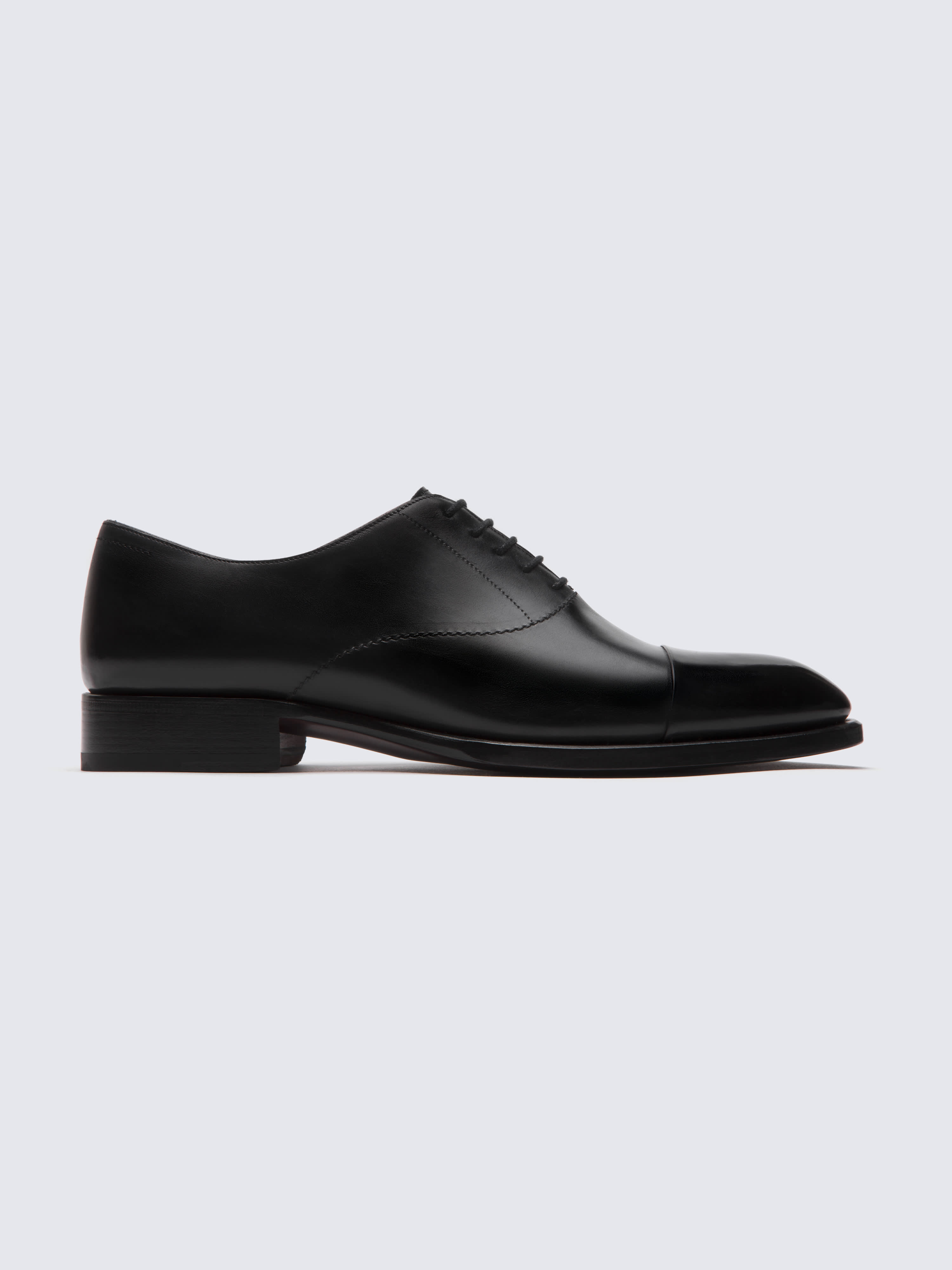 Black calf leather cap toe oxford shoes | Brioni® US Official Store