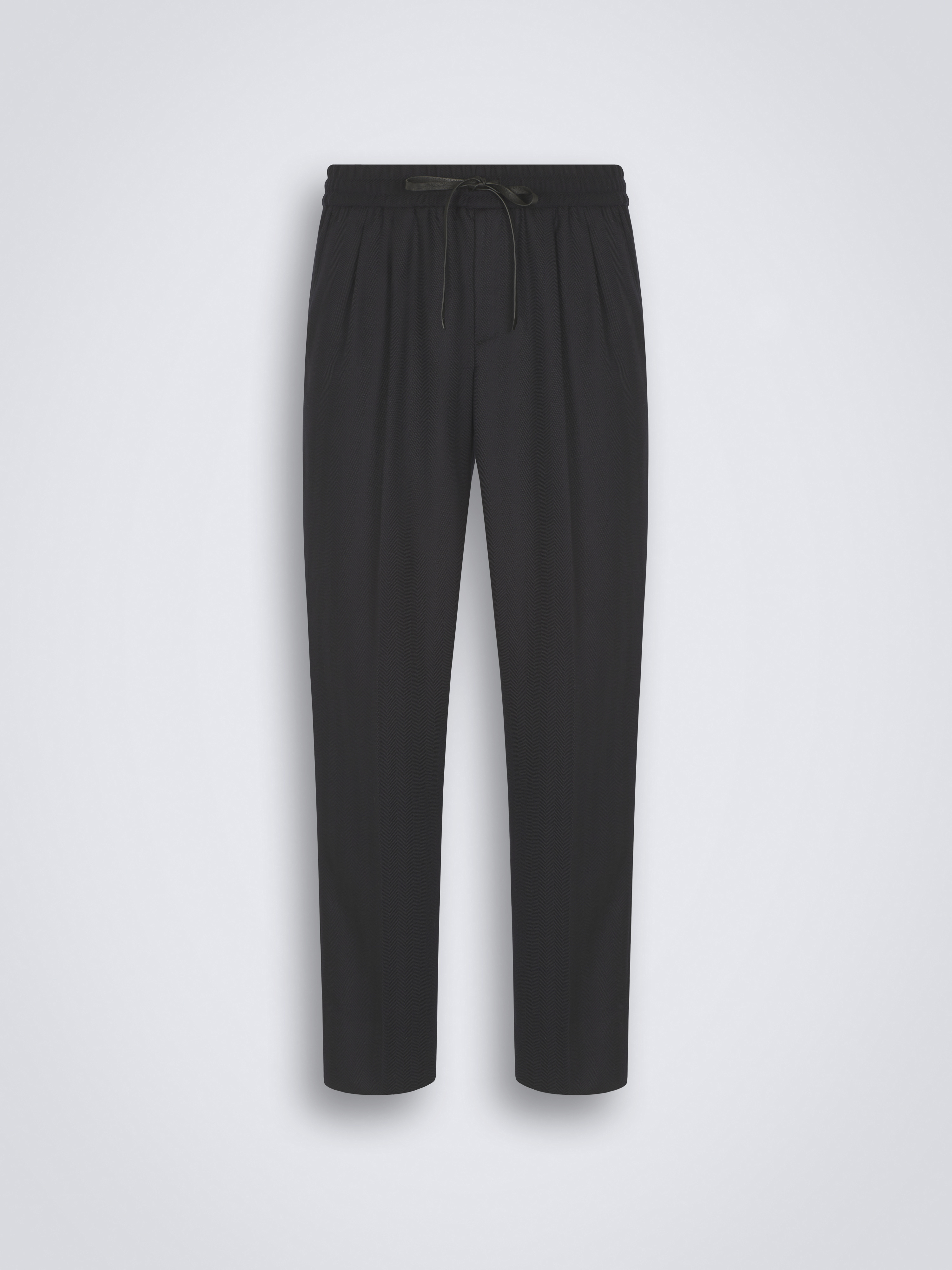 Midnight blue Super 180's herringbone wool Torino trousers