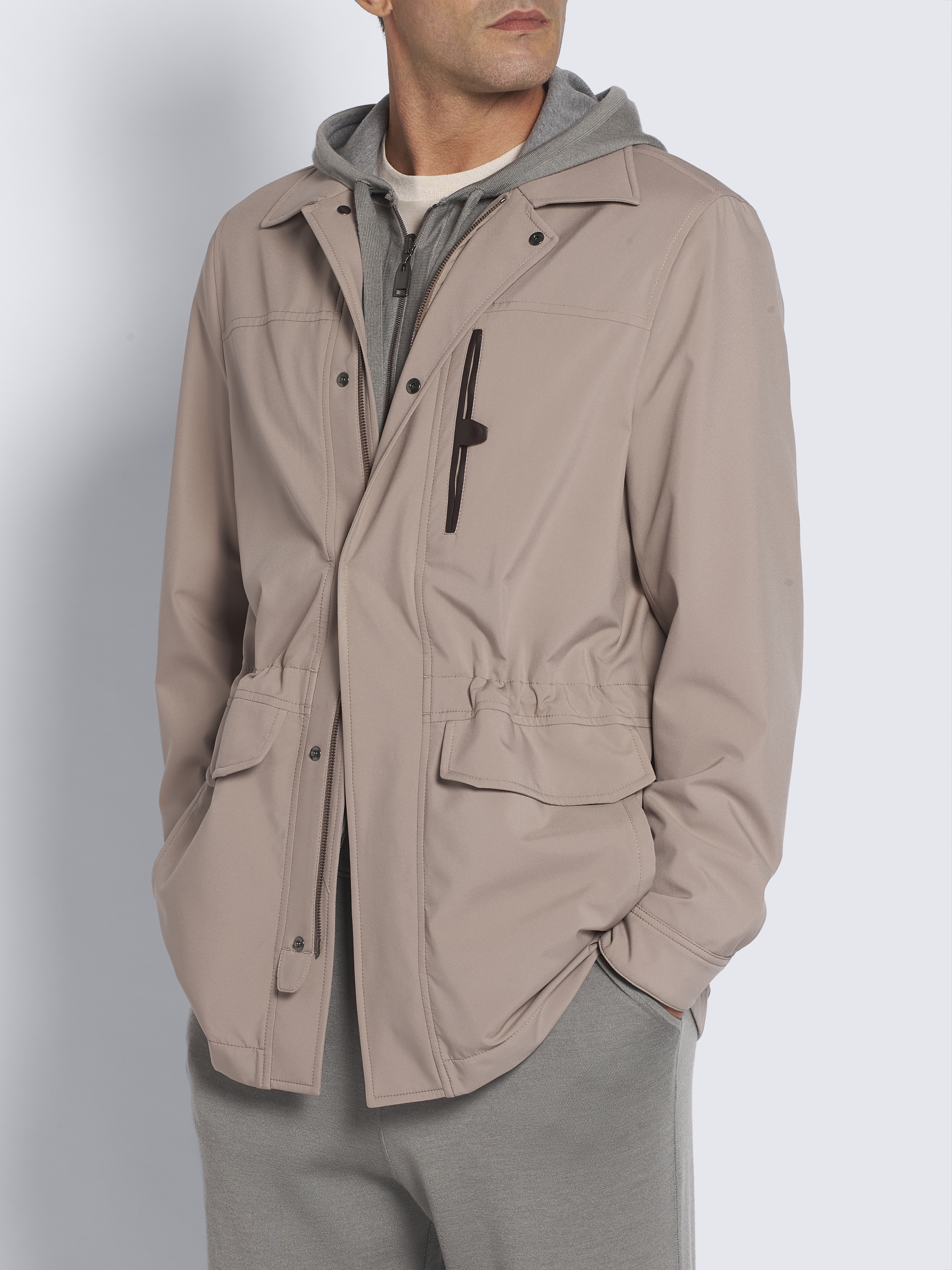 Beige Performa and Sea Island cotton field jacket | Brioni® US