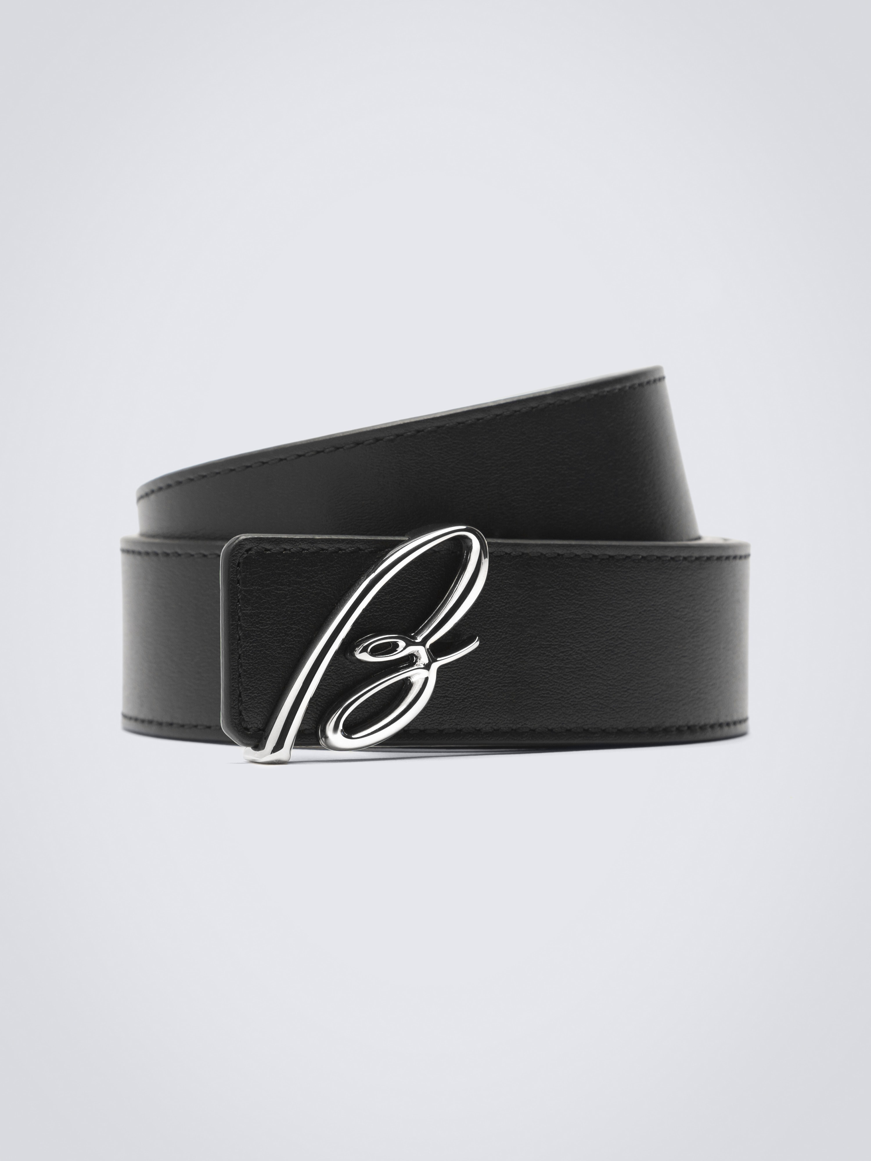 Black leather adjustable belt | Brioni 
