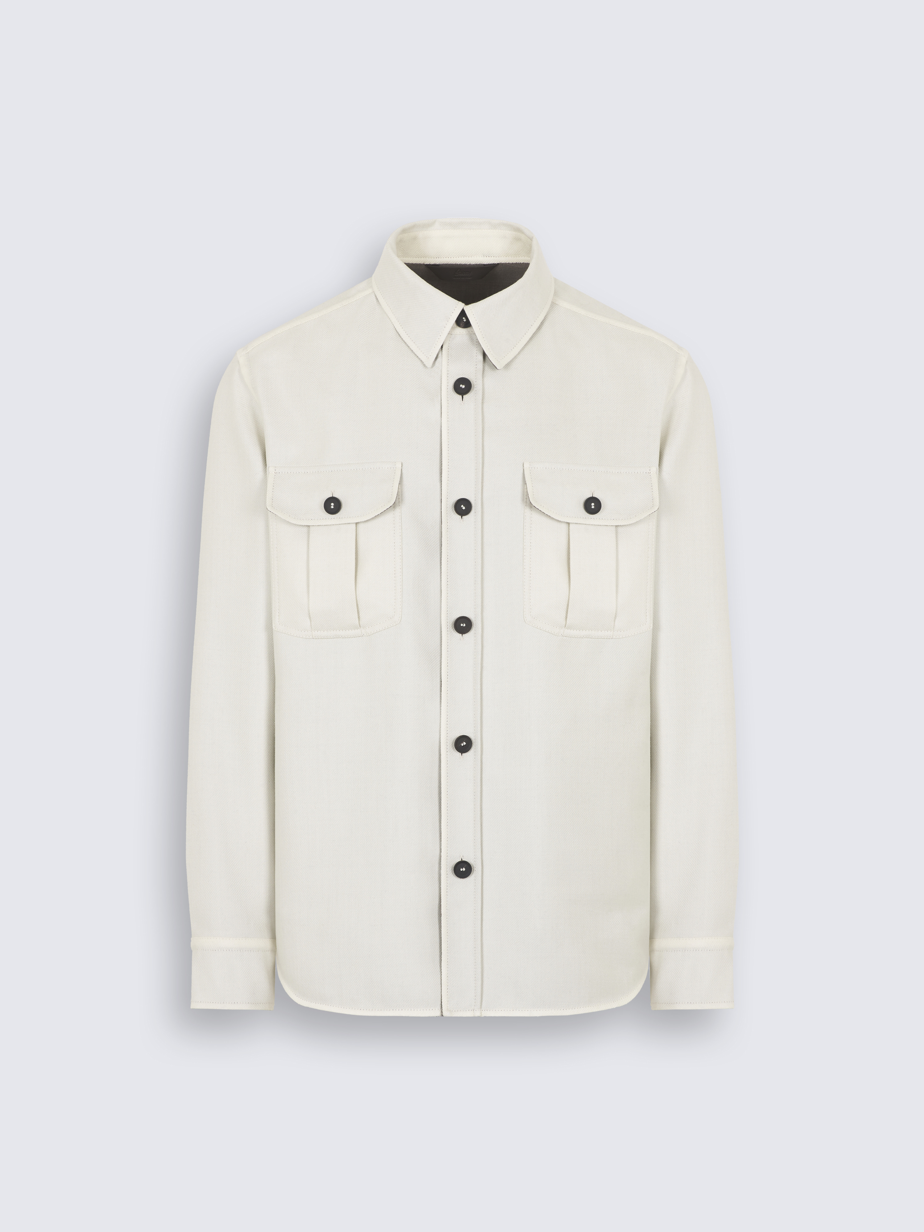 Ivory white wool double-splittable Vagabond overshirt