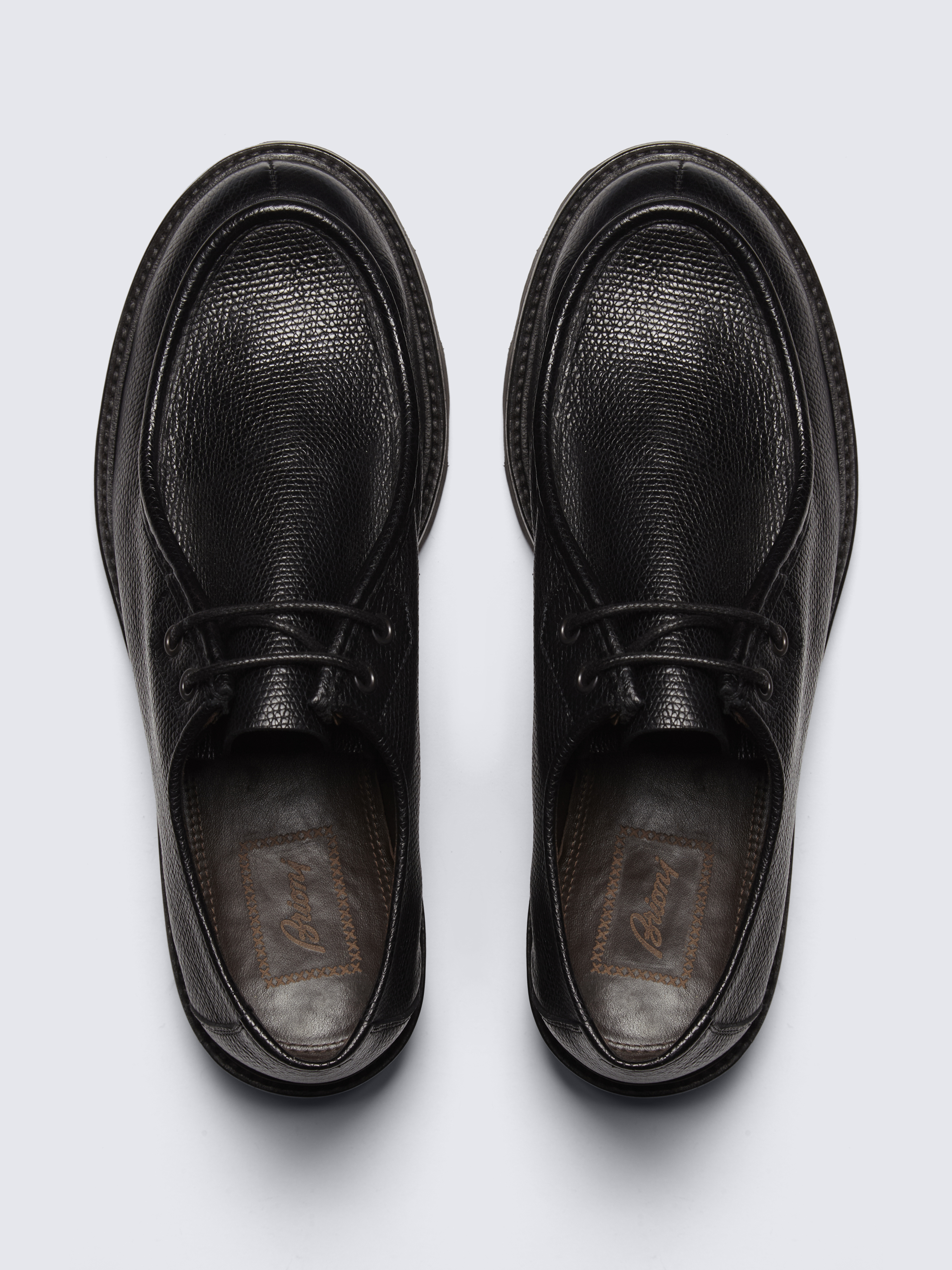 Black calfskin Stelvio apron derby shoes