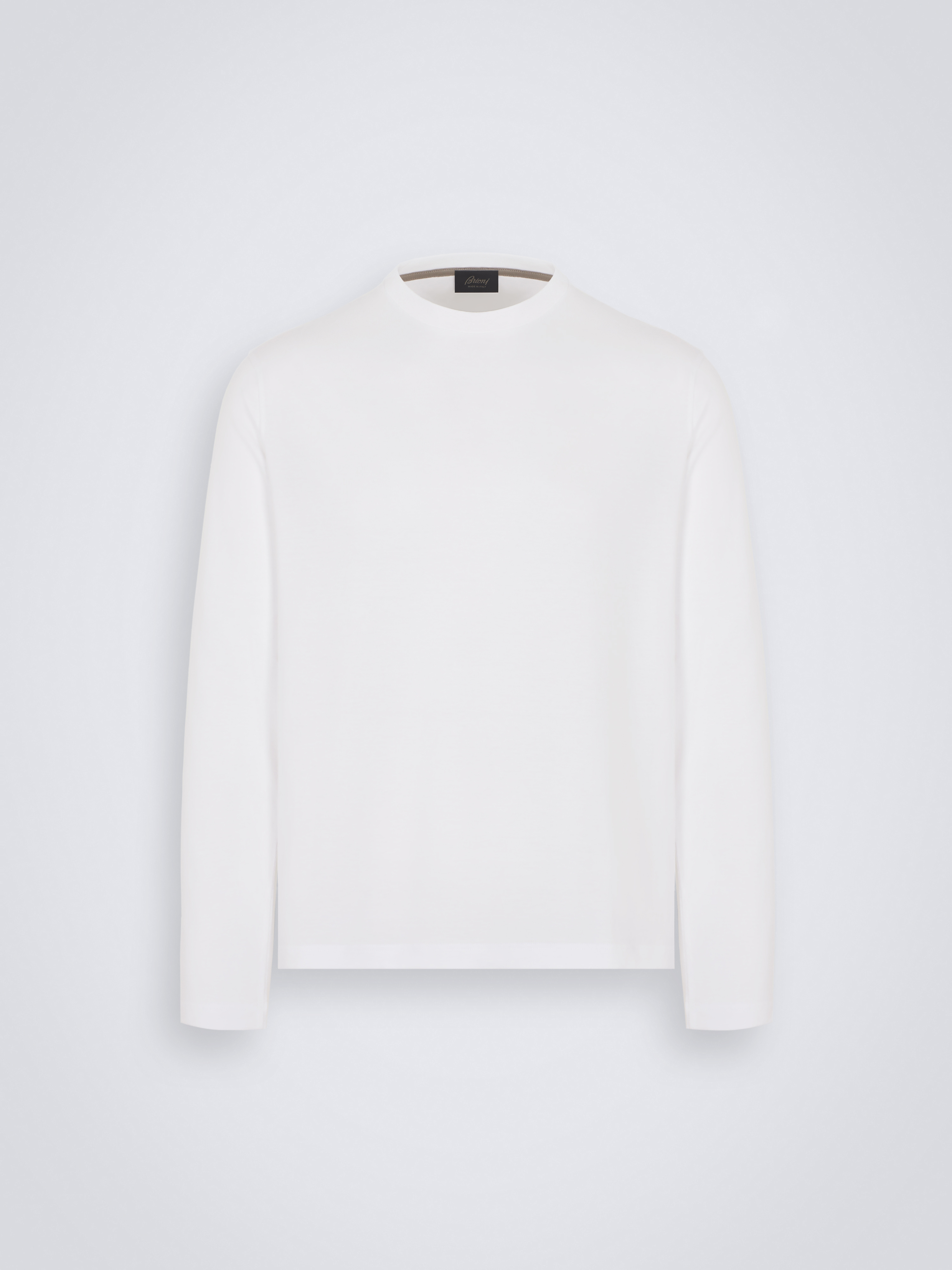 White gassed cotton long-sleeved T-shirt | Brioni® US Official Store