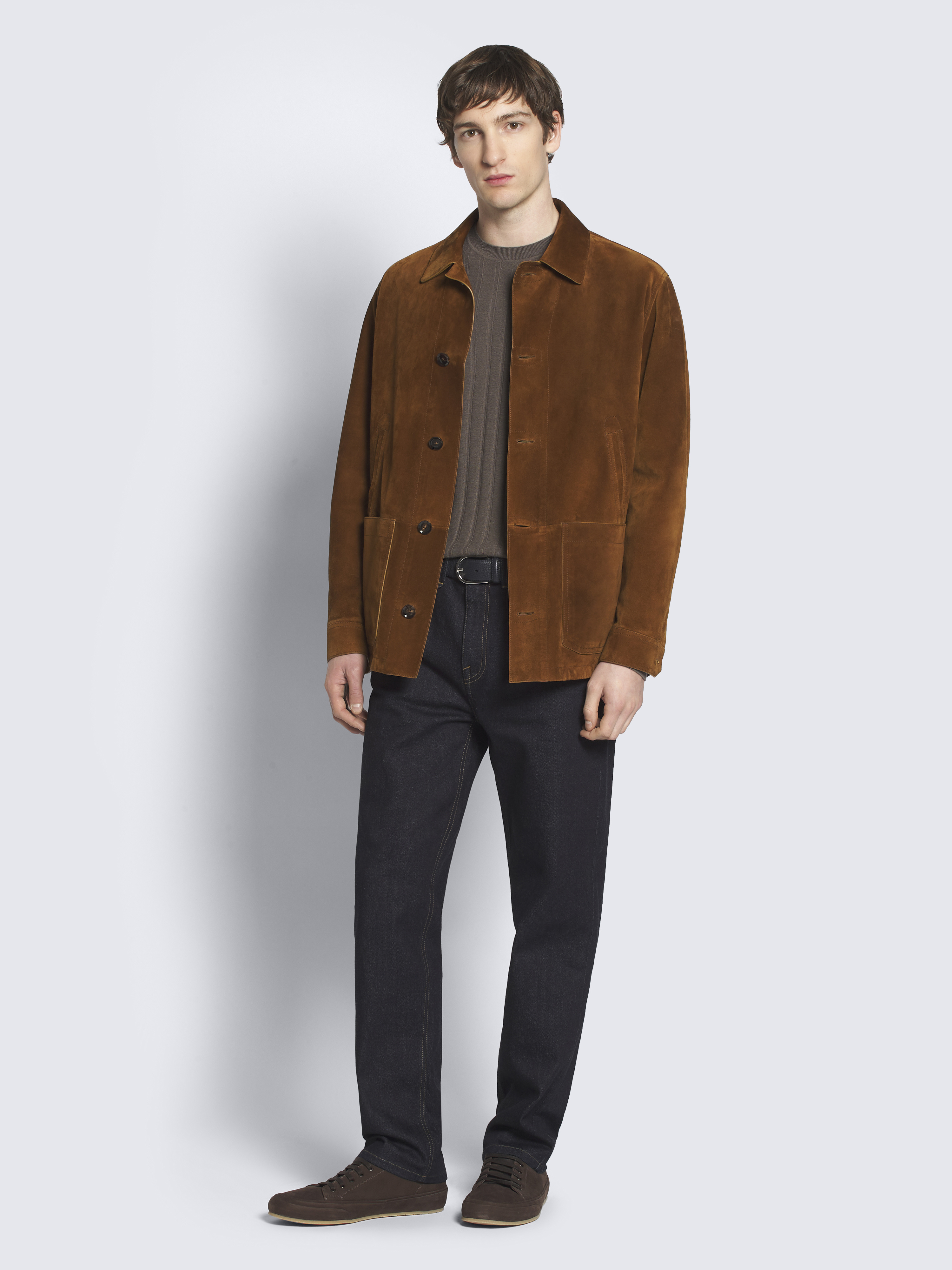 Brown cashmere suede desert jacket
