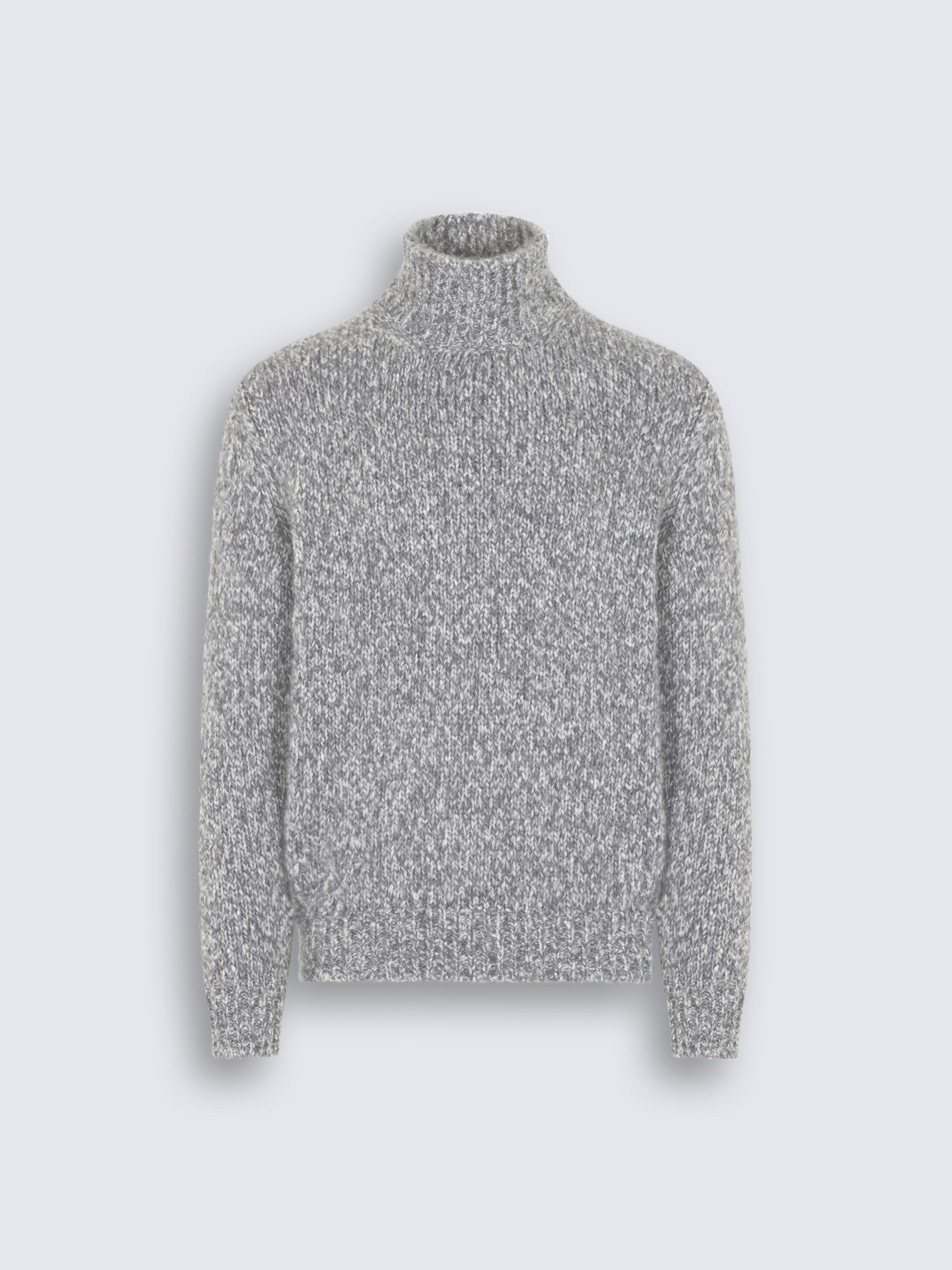Light grey cashmere and silk mockneck sweater