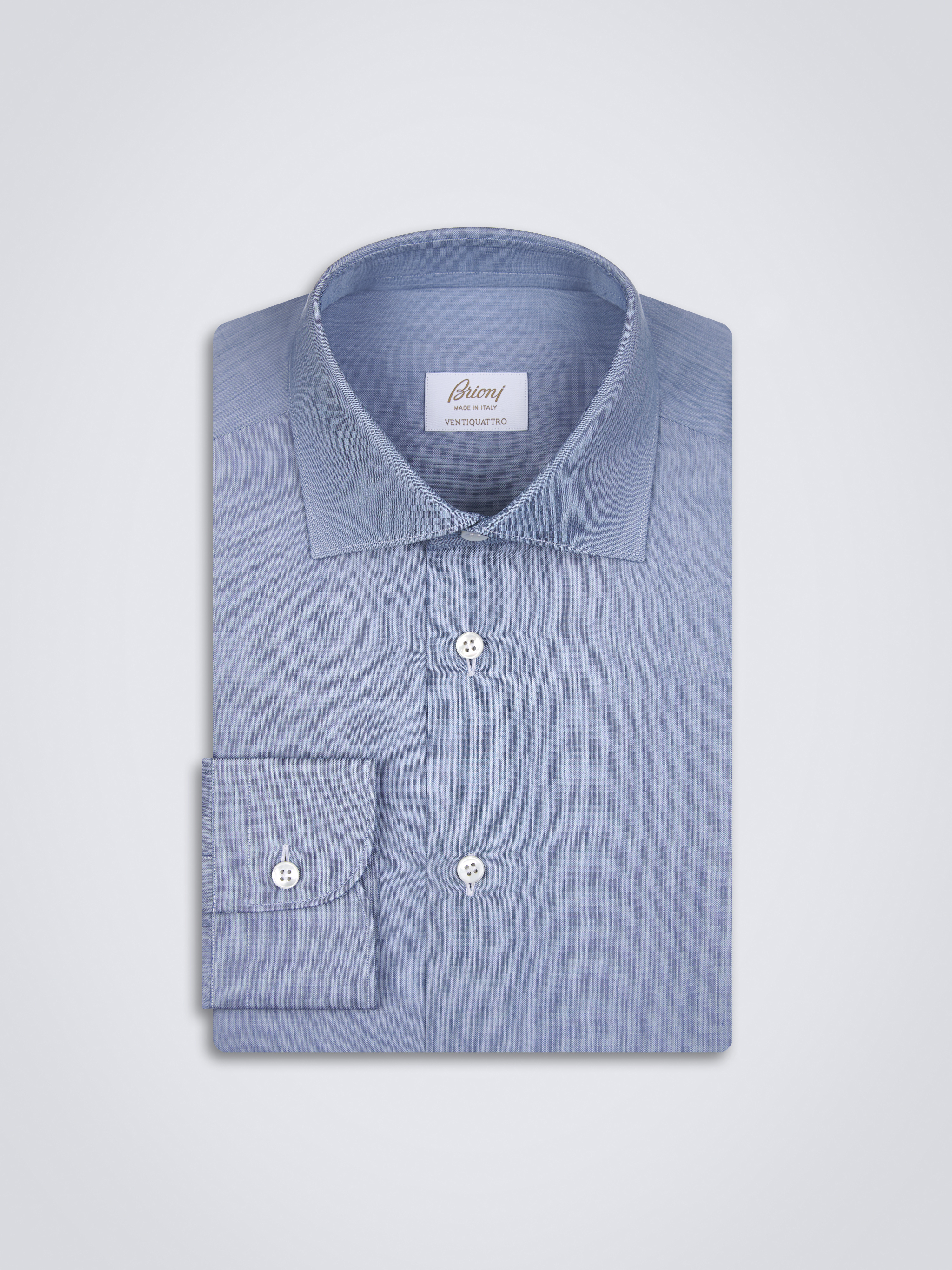 Petrol blue cotton formal shirt | Brioni® US Official Store