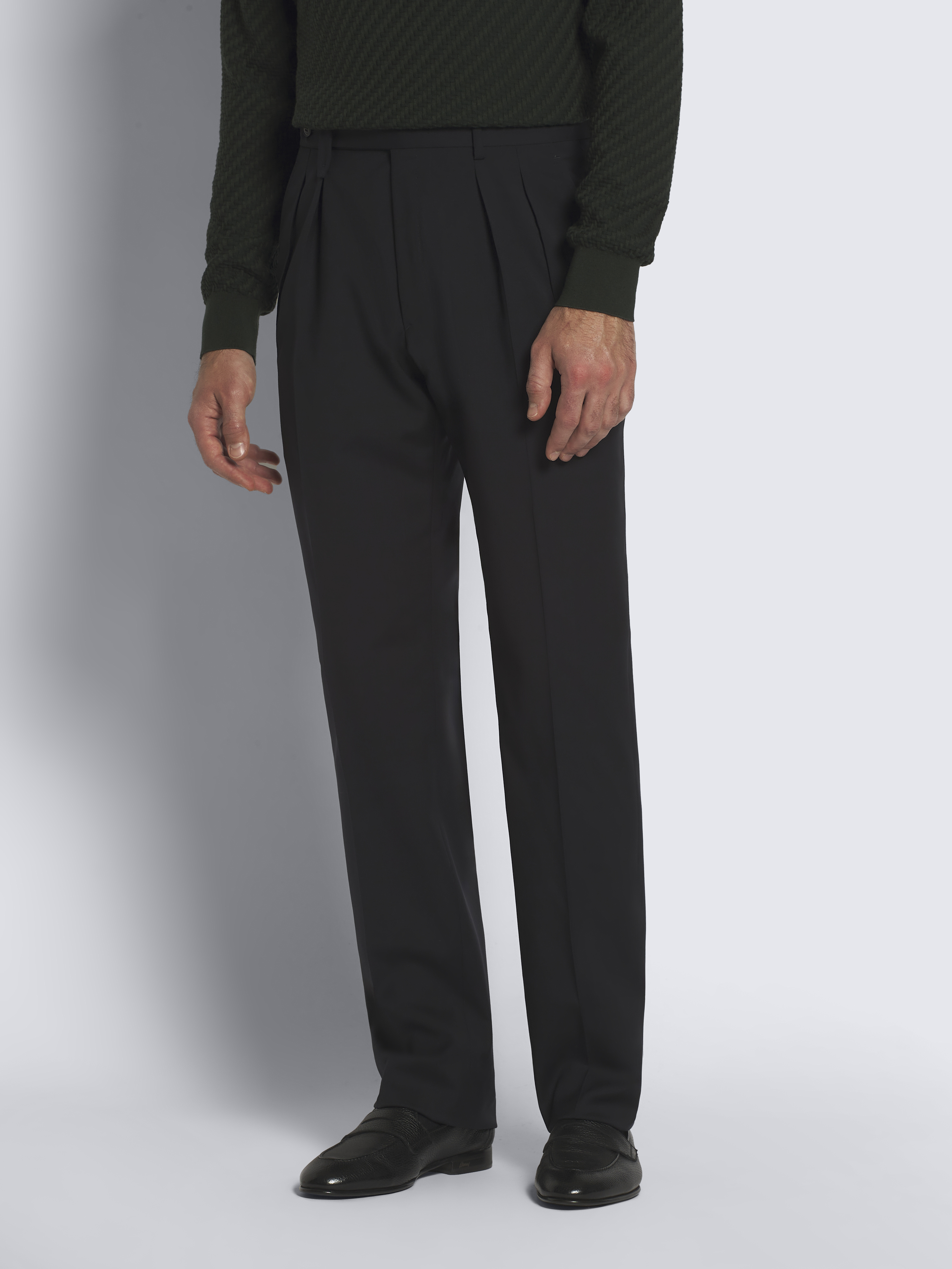 Brioni ネイビー パンツ 新品タグ付き ミッドナイトブルー ウール Elba トラウザーズ