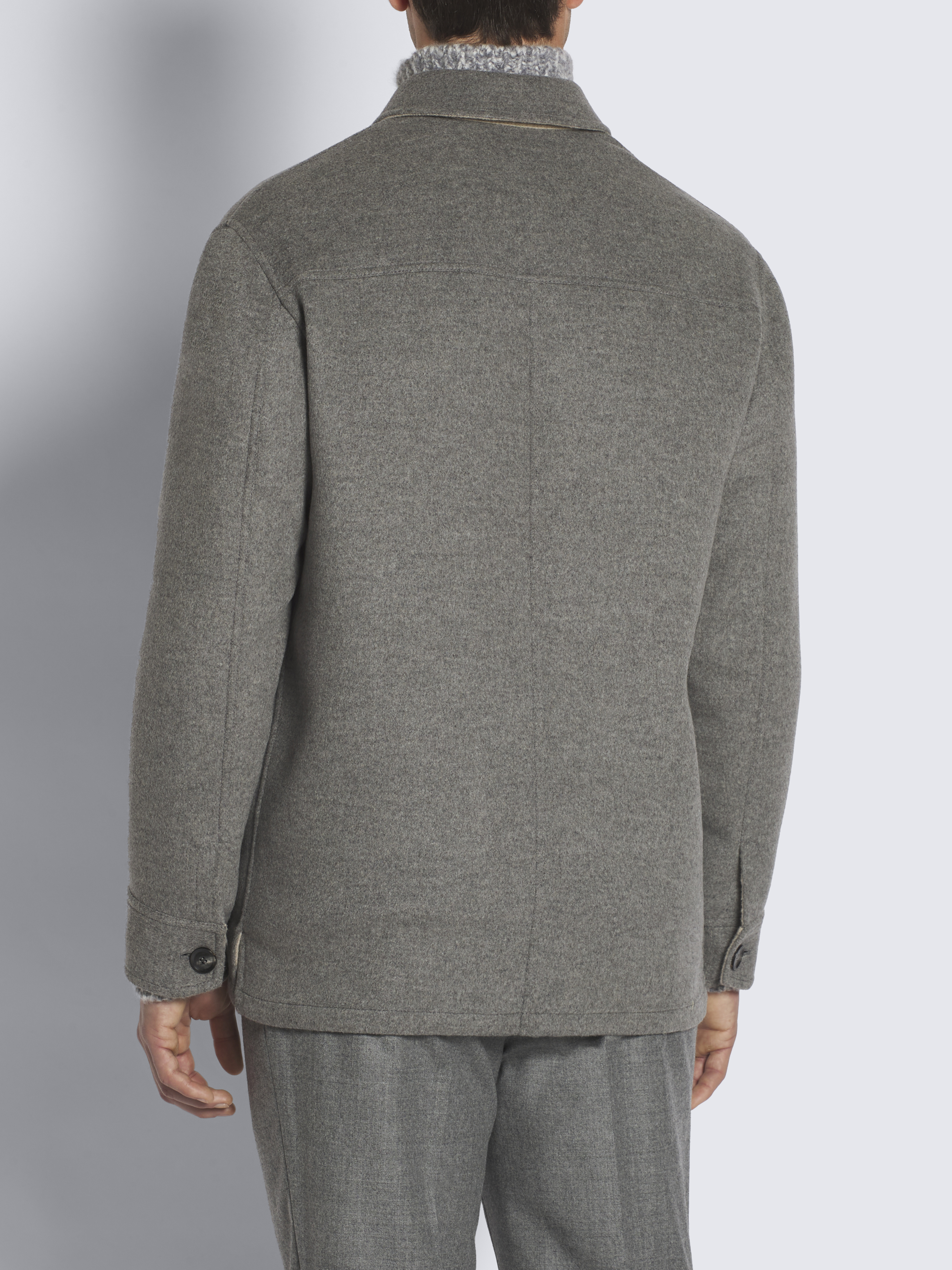 Grey cashmere double-splittable workwear jacket