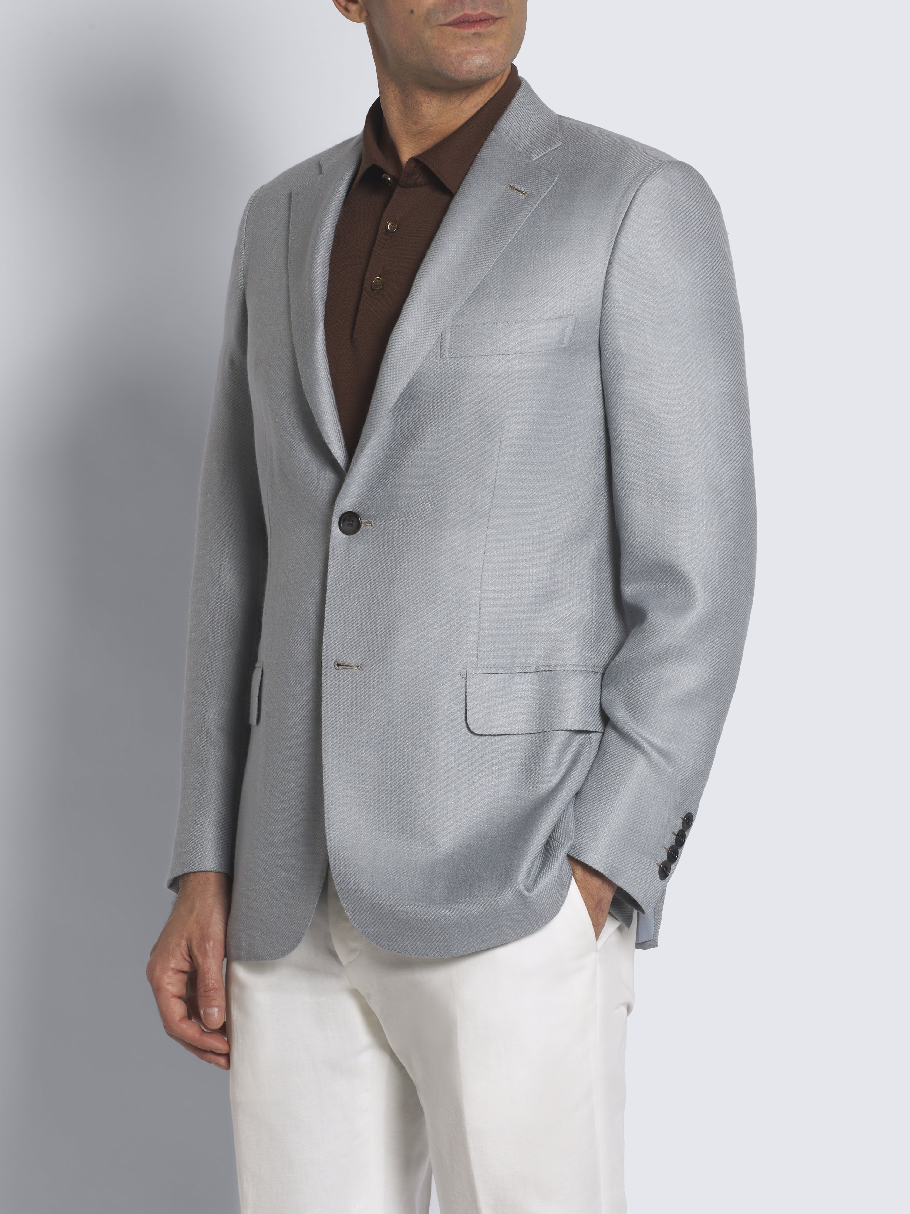 Grey cashmere, silk and linen Ravello jacket | Brioni® us Official Store