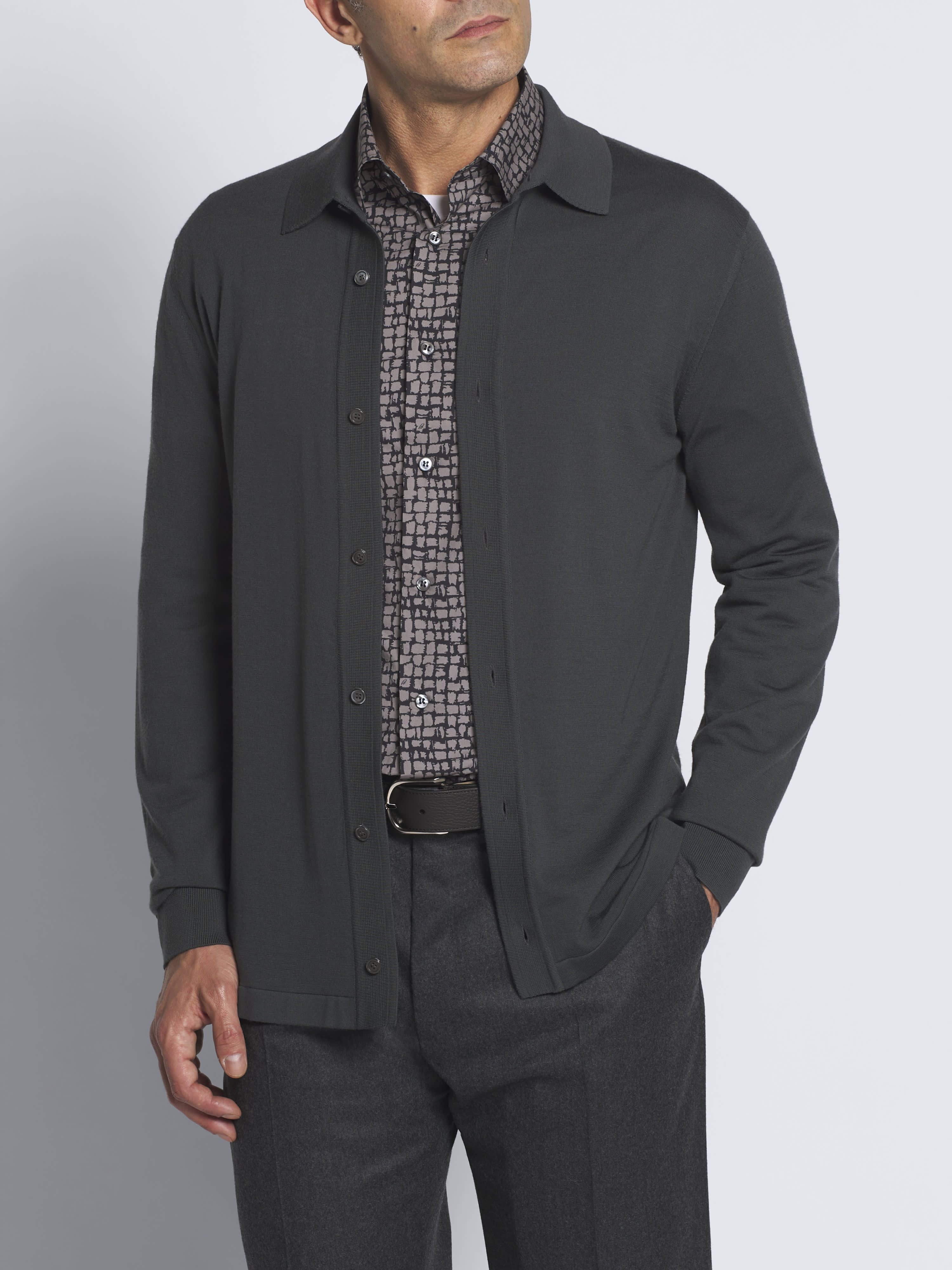 Dark grey cotton blend formal shirt