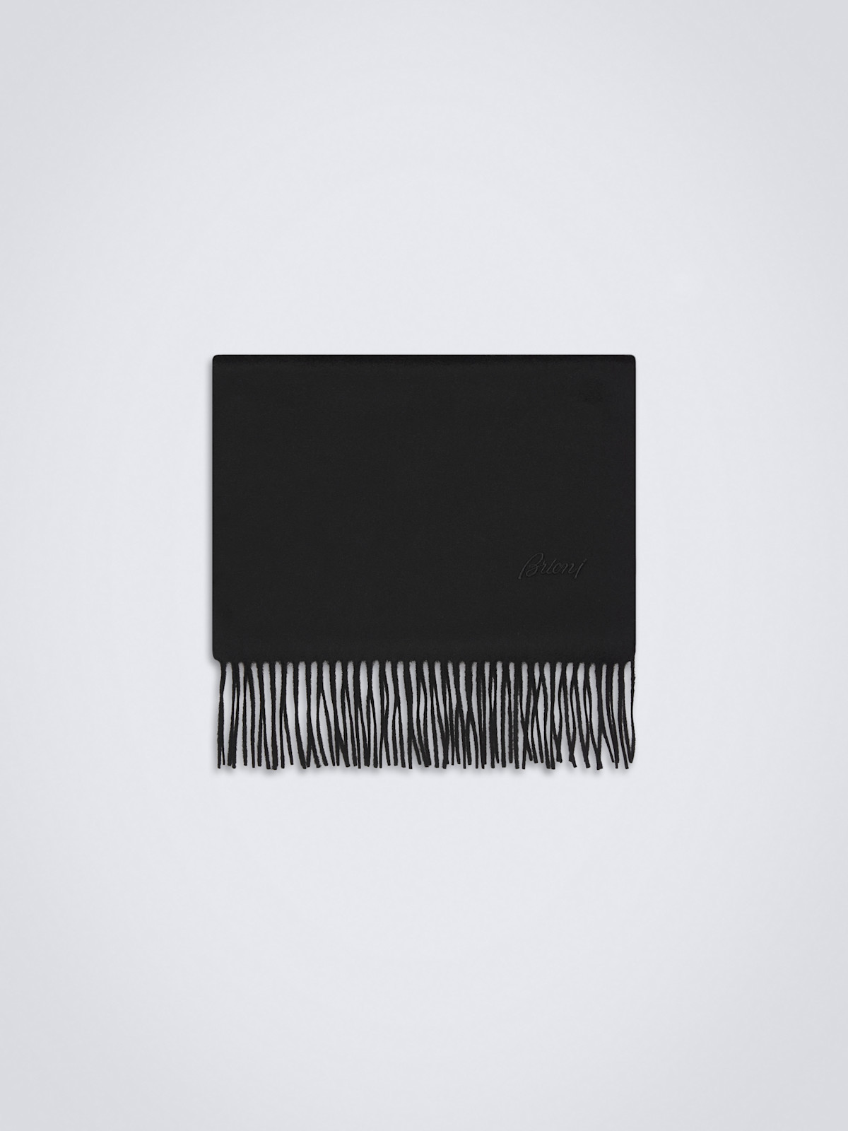 SCARF 190 CM IN BLACK CASHMERE WITH EMBROIDERED LOGO 402002 main image 1
