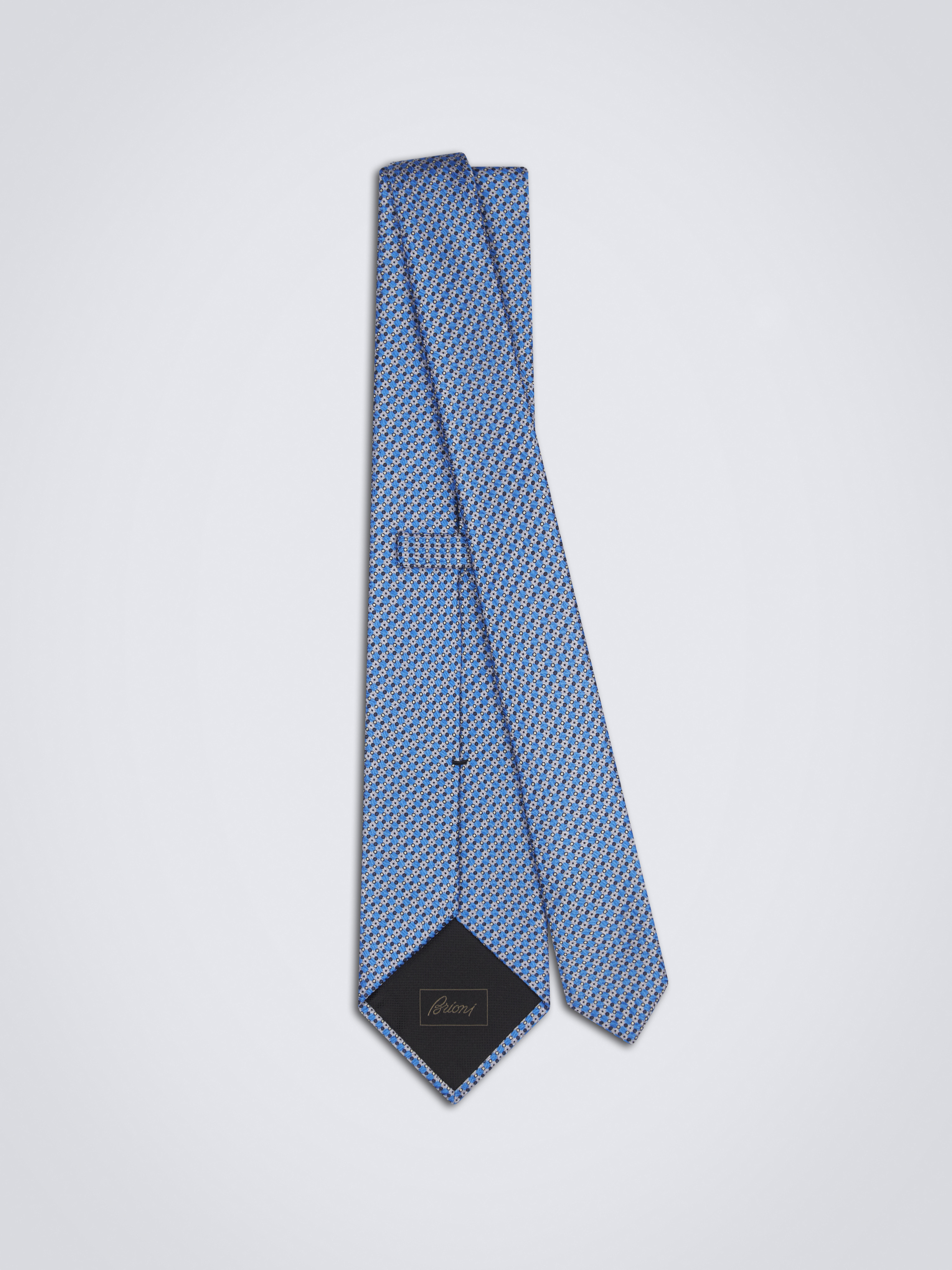 スカイブルー & グレー シルク ネクタイ