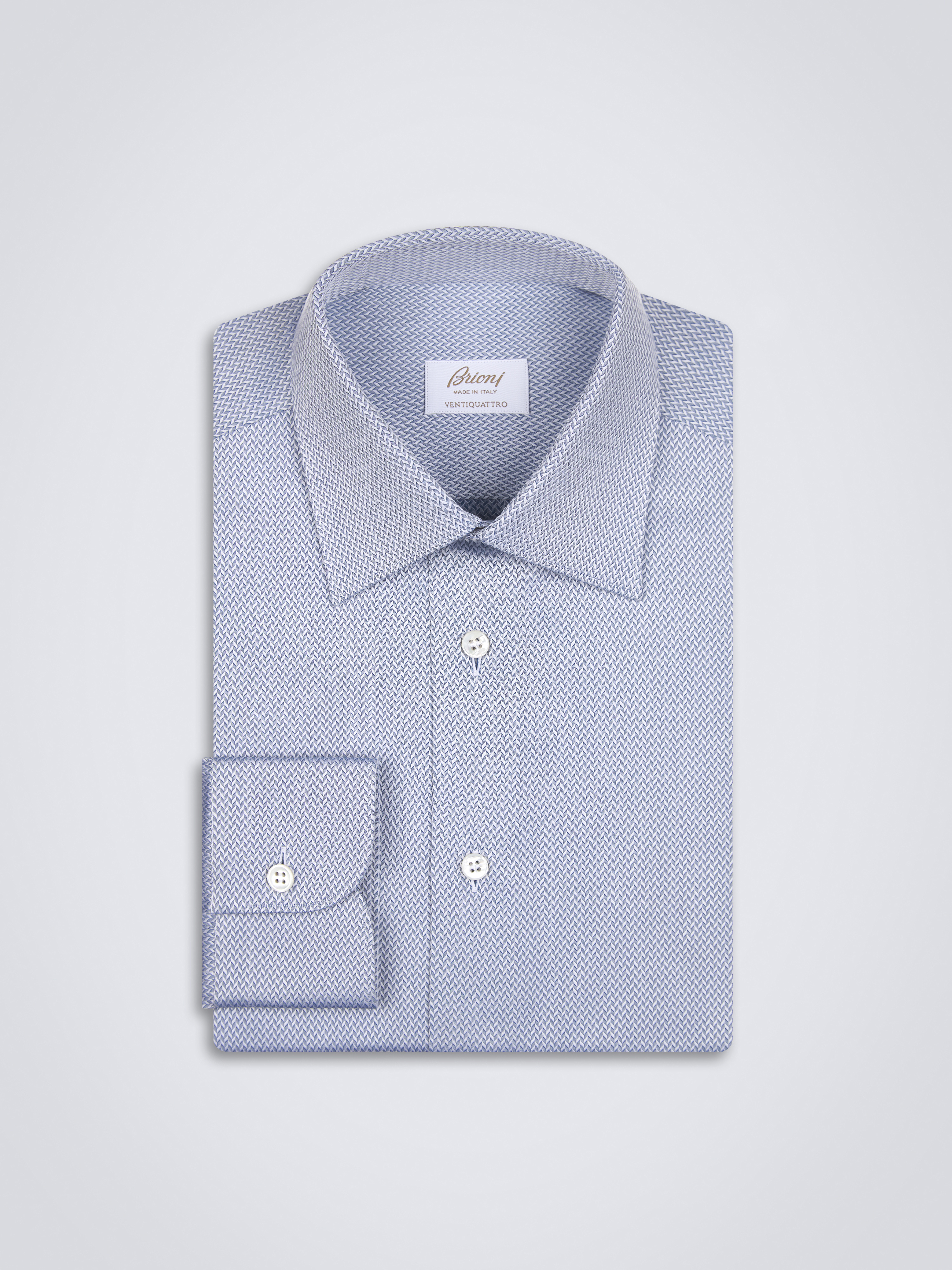 Brioni micro-pattern print shirt - Blue