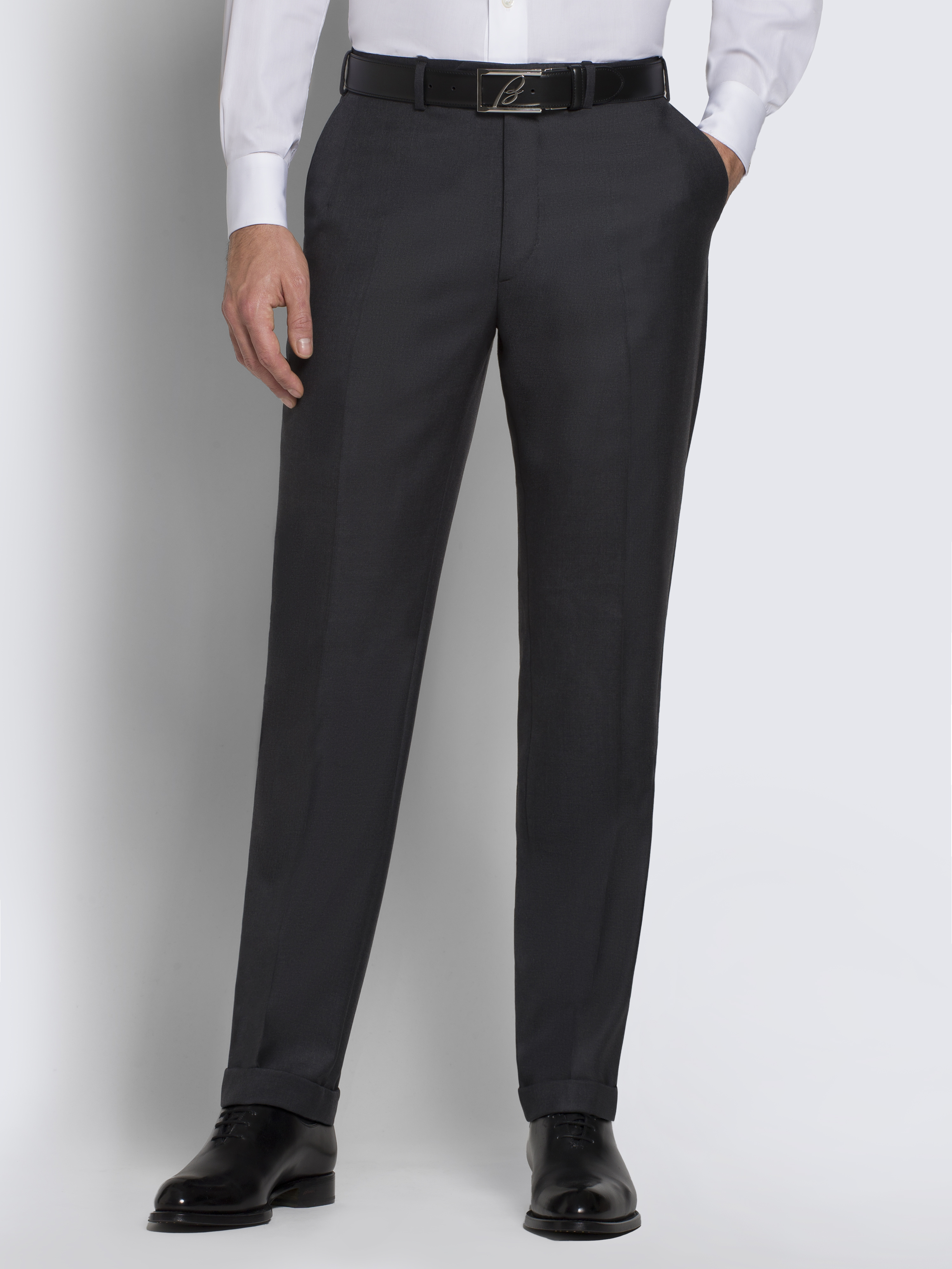 Brioni バーガンディ コットン混紡 スラックス Essential charcoal grey Super 160's wool gabardine Brunico suit