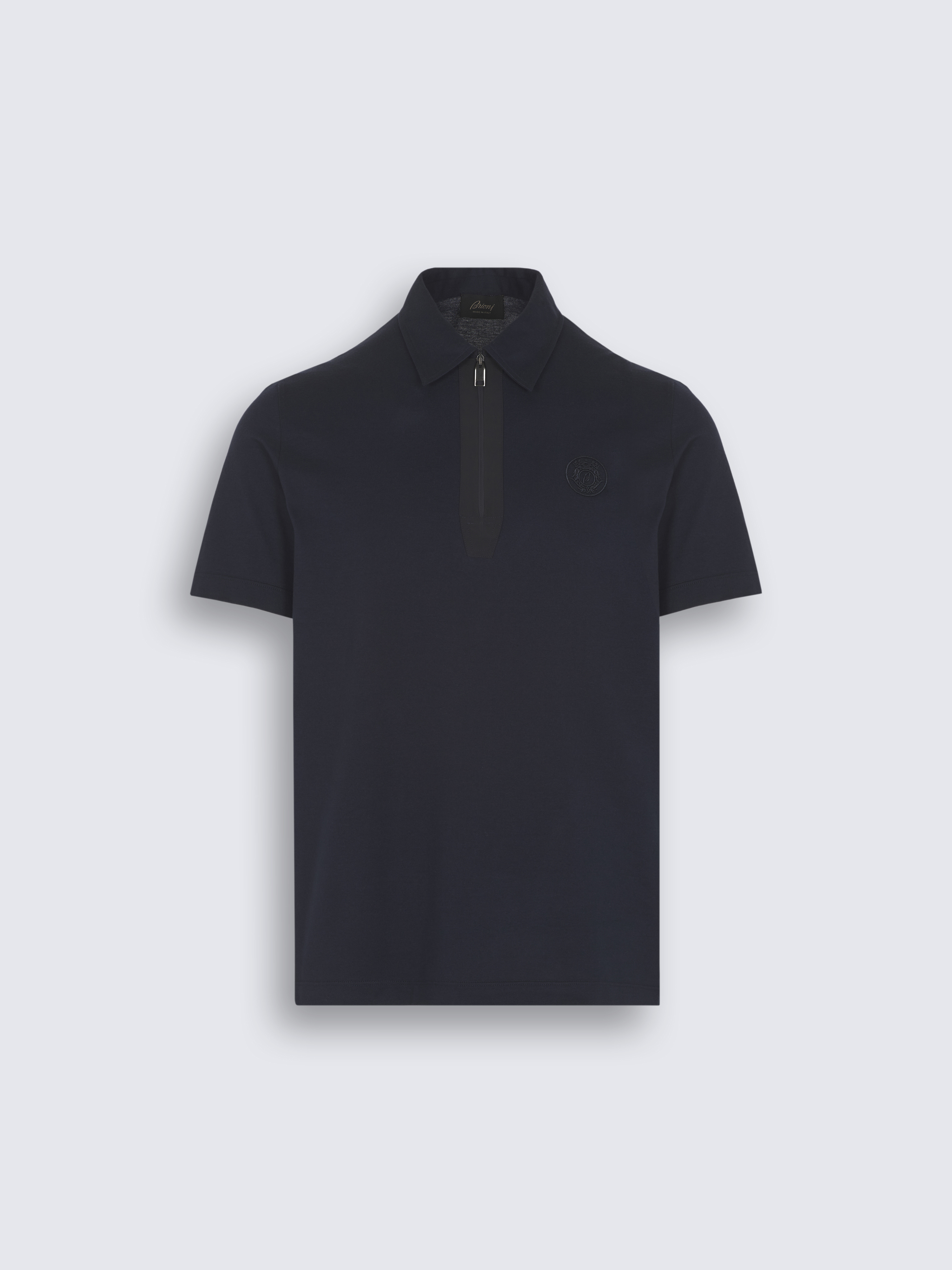 Midnight blue cotton zip polo