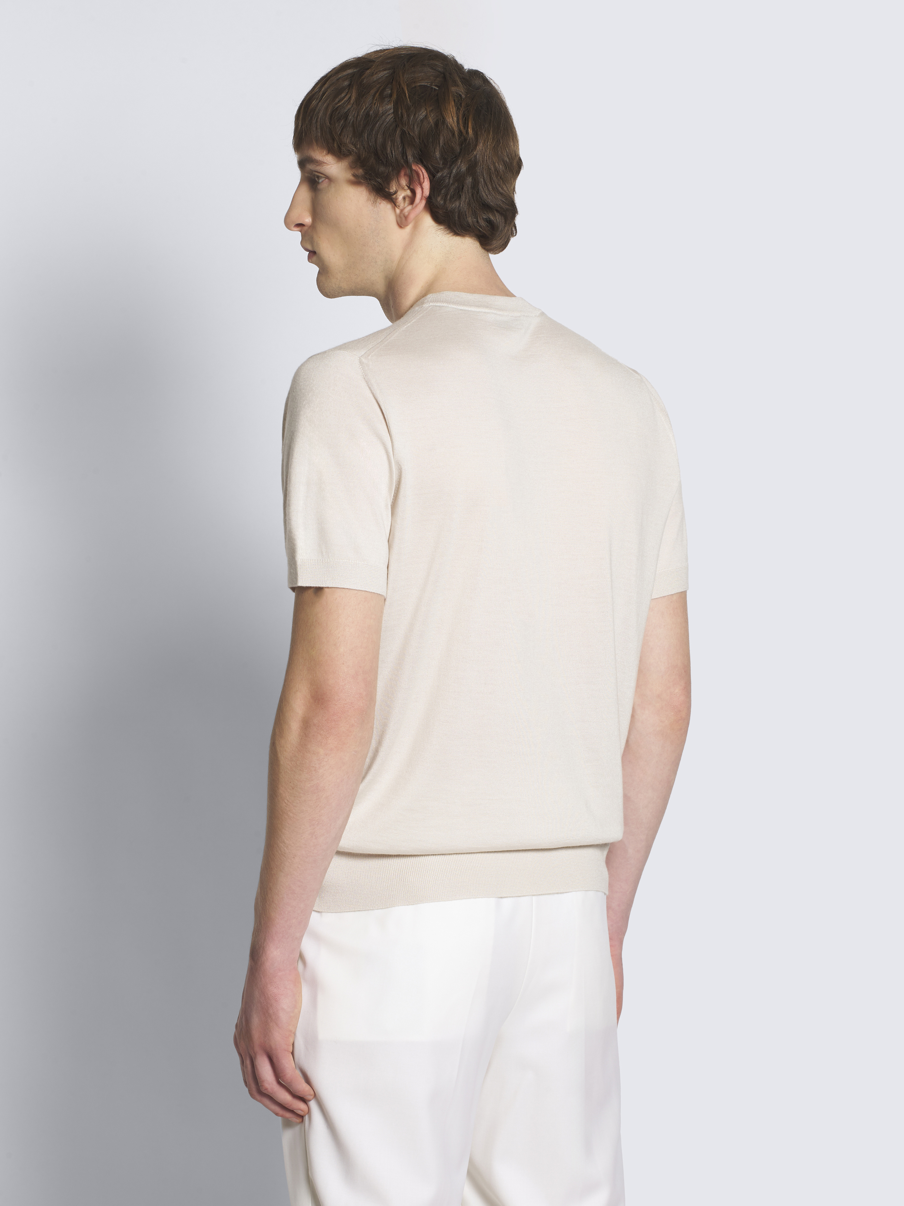 Ivory white cashmere and silk T-shirt