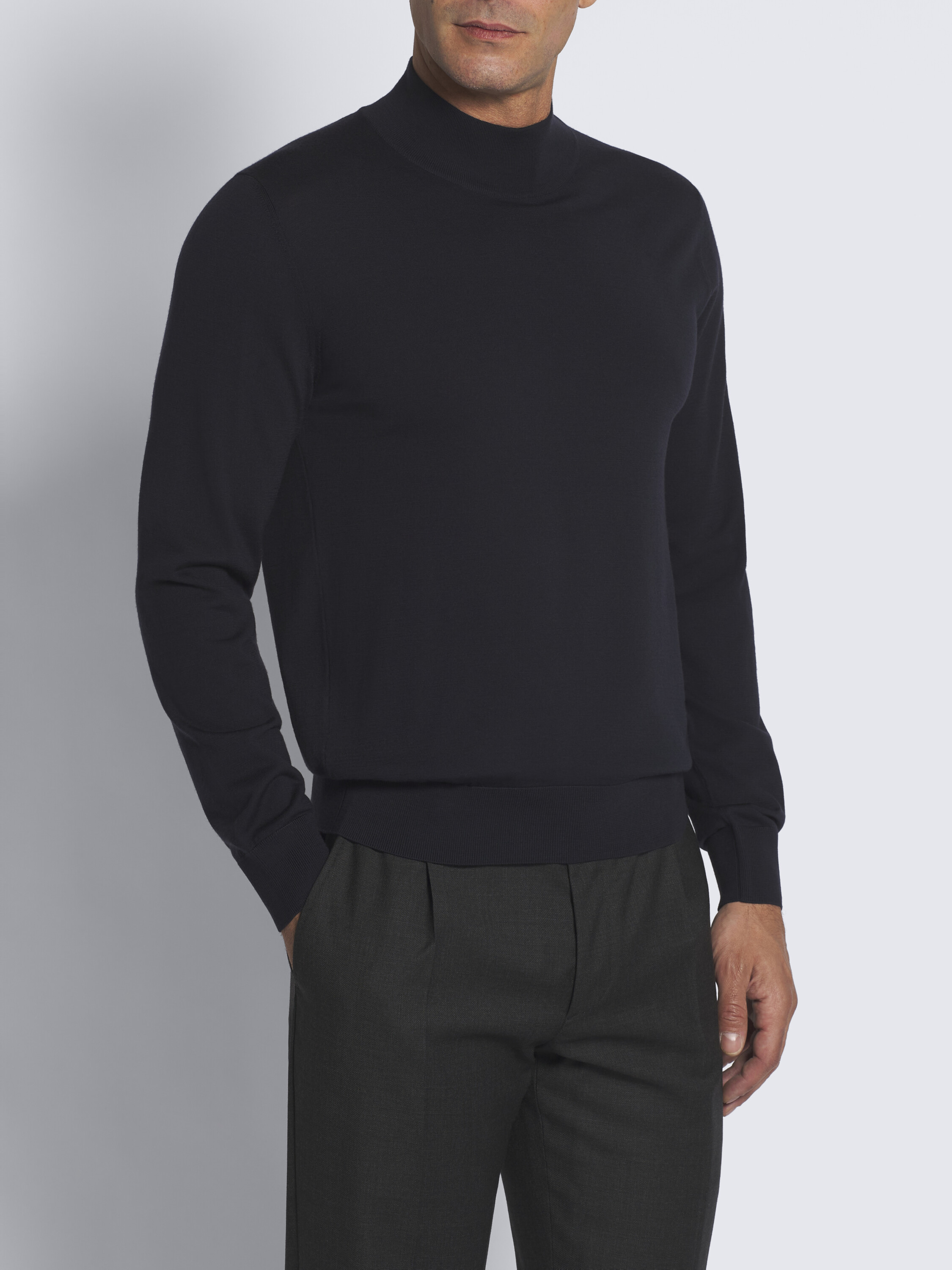 8yards Men’s MockNeck 5G Midnight blue responsible wool mockneck sweater