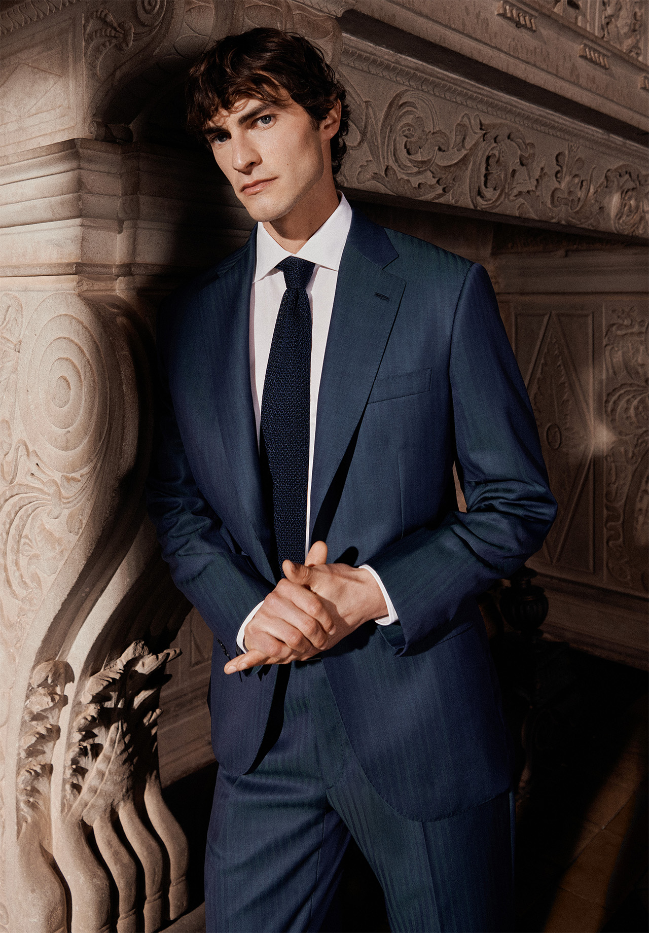 Brioni スーツ セットアップ グレンチェック ネイビー 総柄 42/34 Brioni スーツ セットアップ グレンチェック ネイビー 総柄 42/34