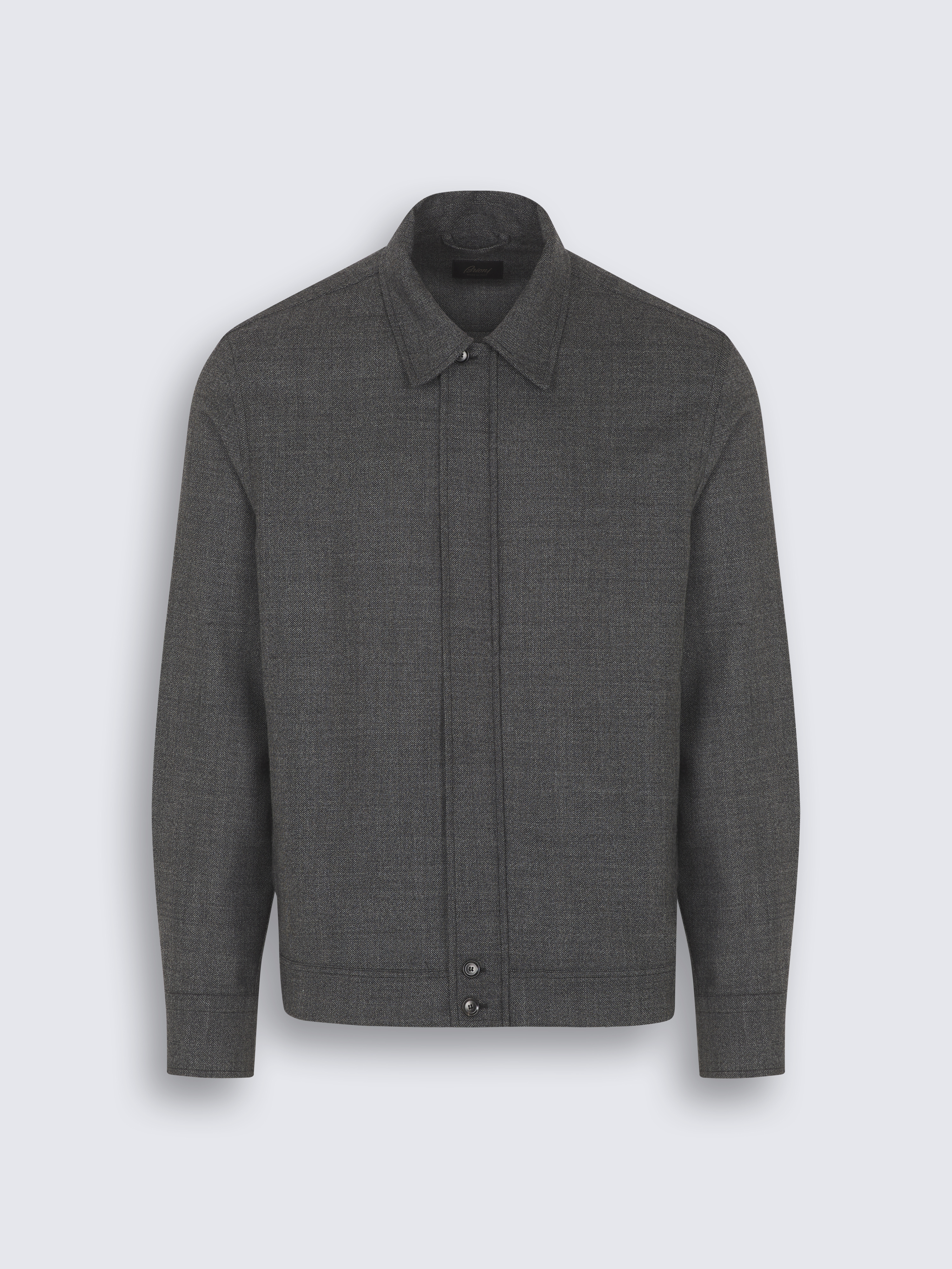 cale カル　Wool Herringbone Visto Blouson Dark grey herringbone wool shirt collar blouson