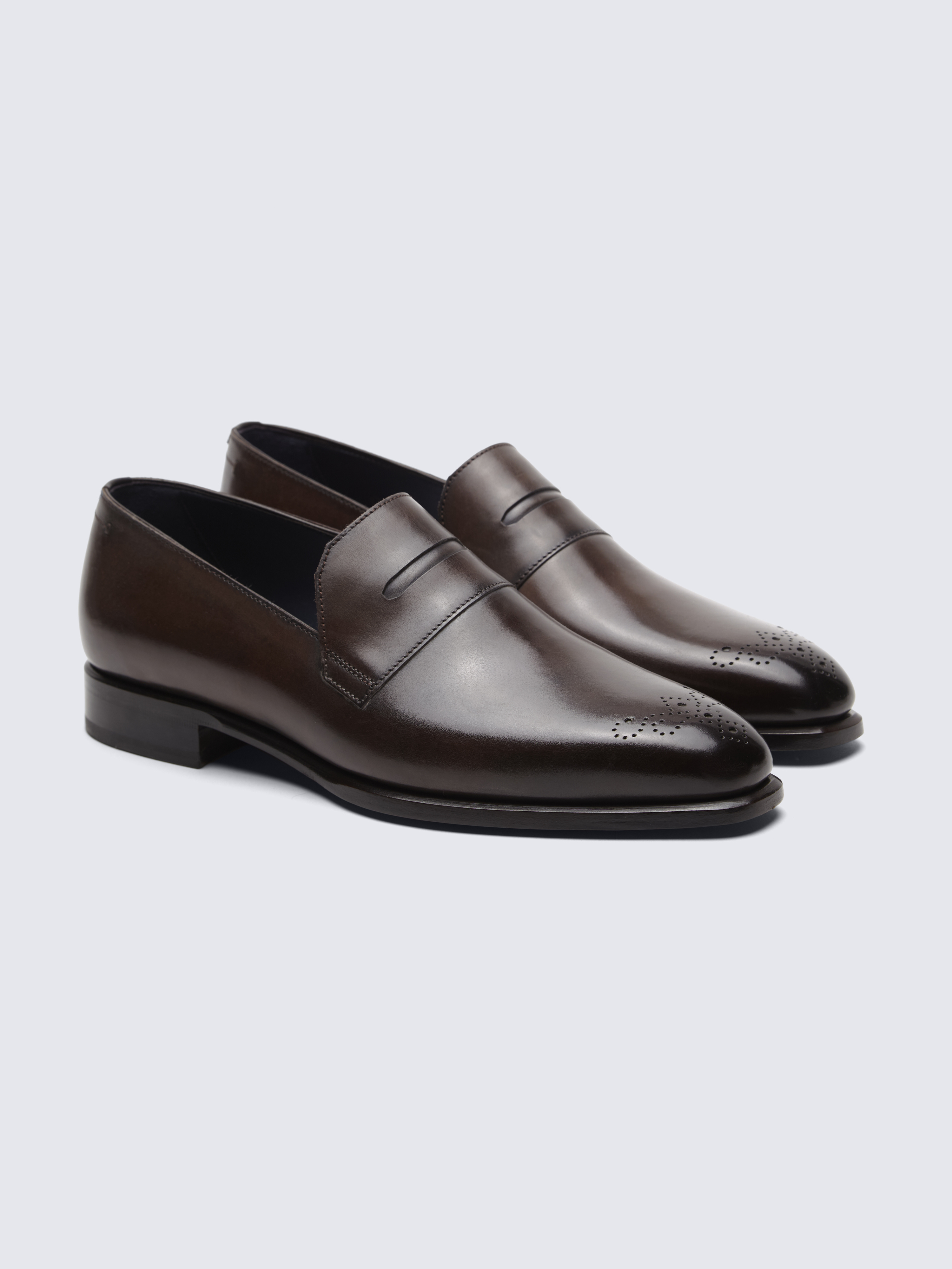 Dark brown calfskin Elysium penny loafers