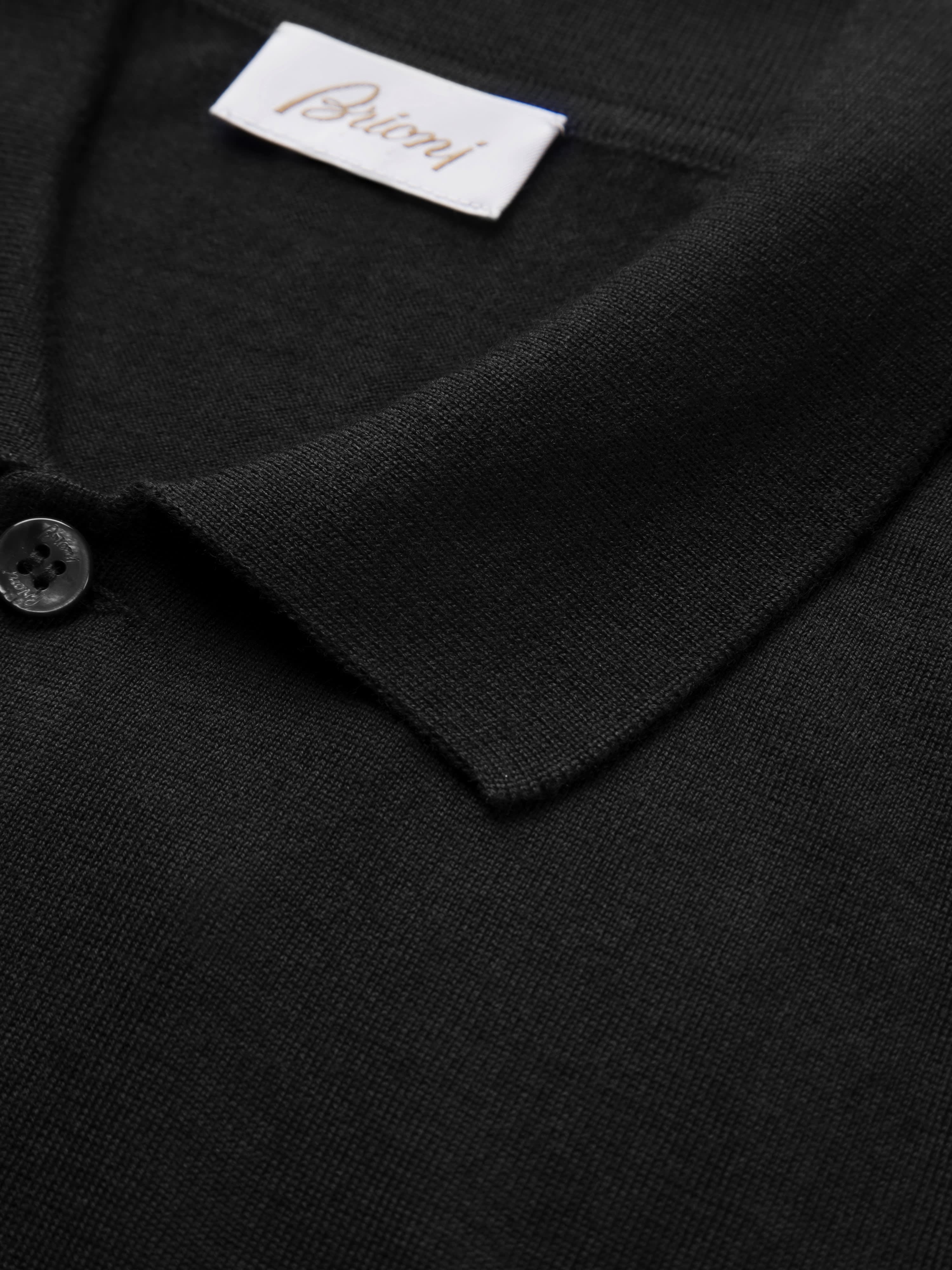 'Essential' black long-sleeved polo shirt | Brioni® US Official Store