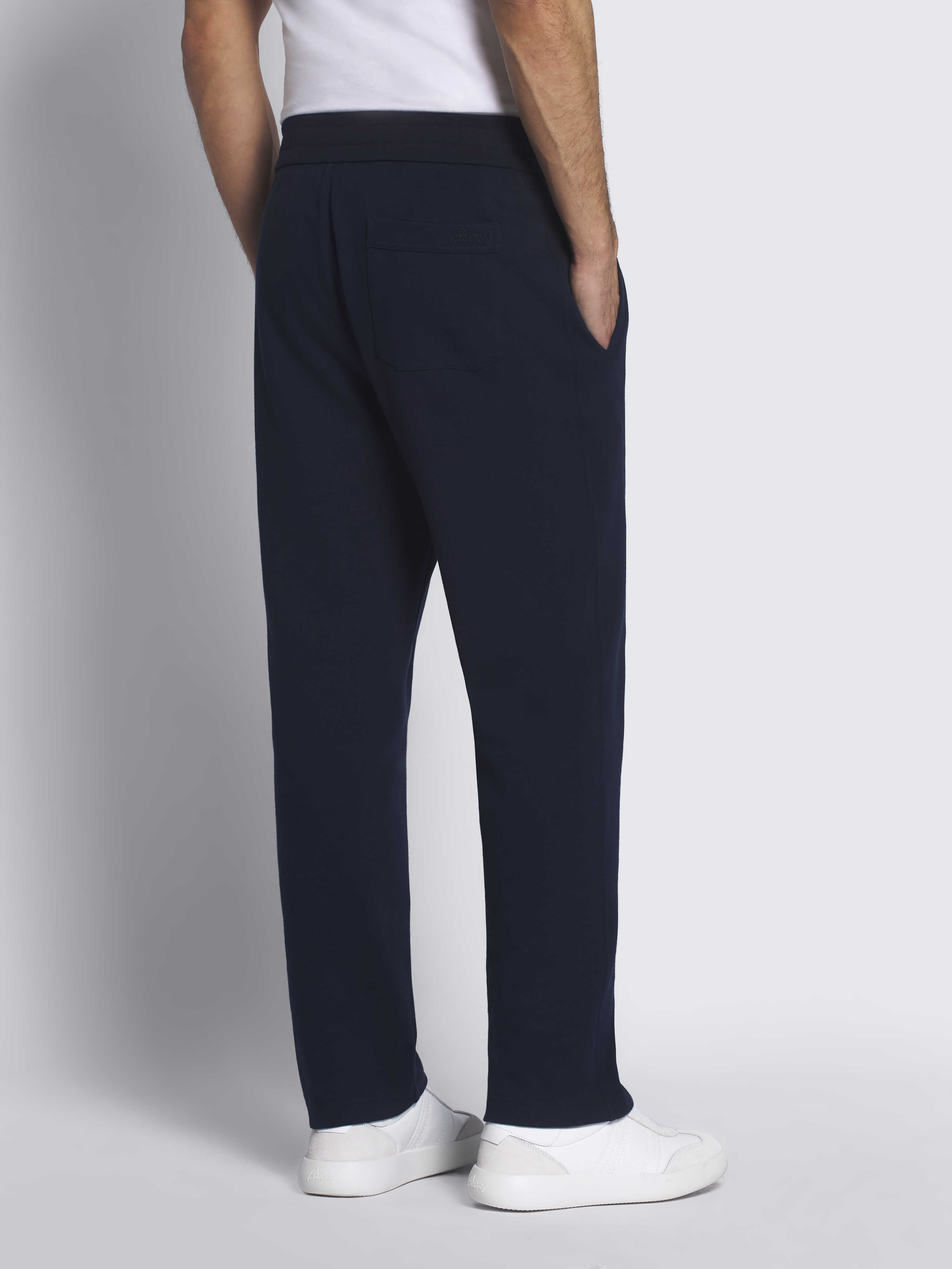 Essential ネイビーブルー ストレッチコットン ジョガーパンツ