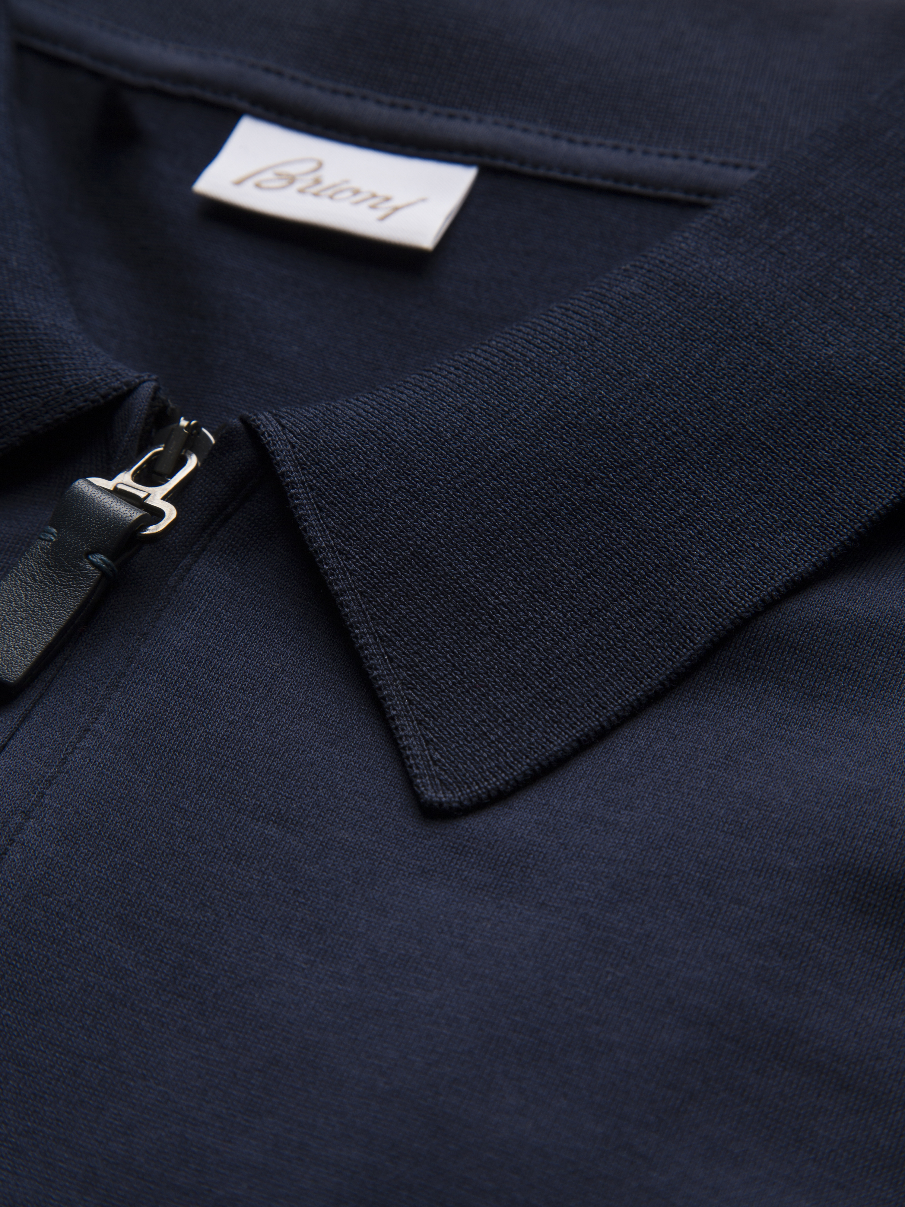 Brioni ネイビー ポロシャツ M Navy blue cotton zip polo