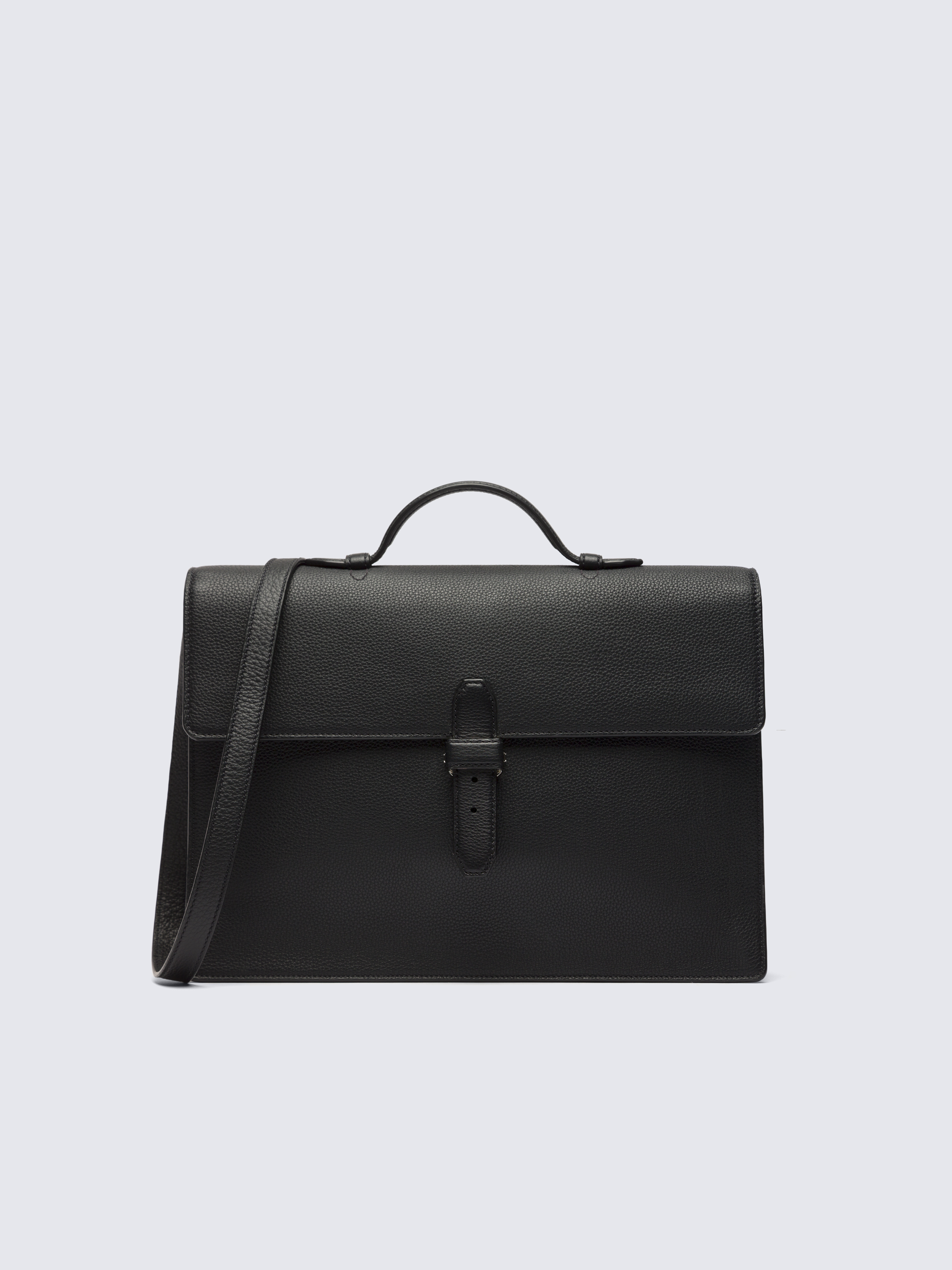 Black grained leather briefcase