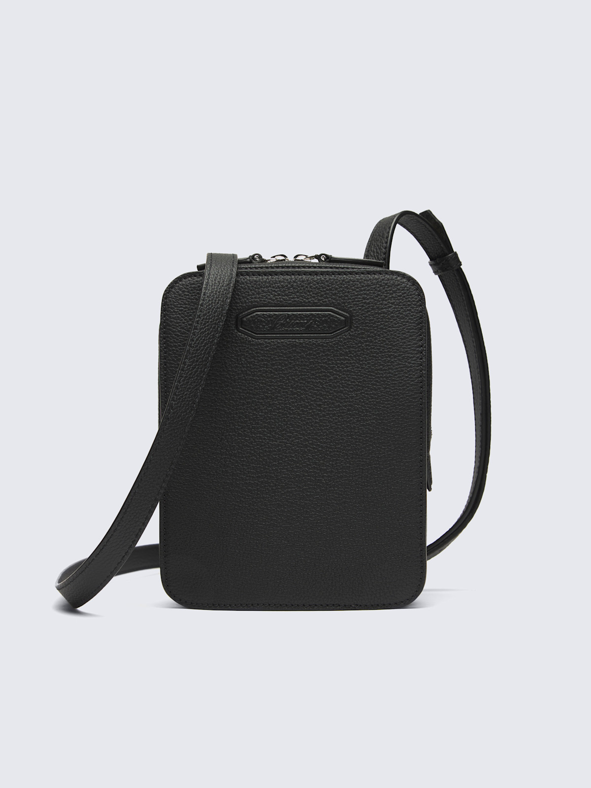 Black grained leather messenger bag | Brioni® WW Official Store