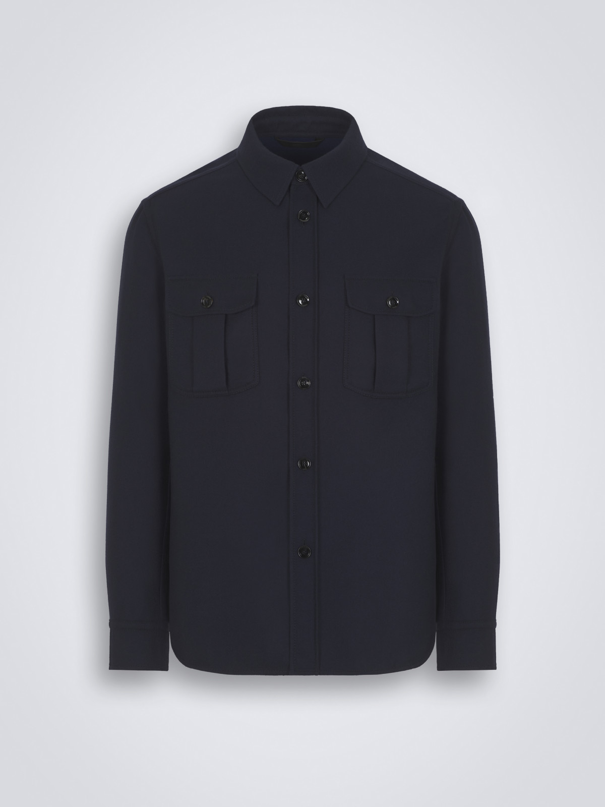 Navy blue double-splittable wool Vagabond overshirt | Brioni® US ...