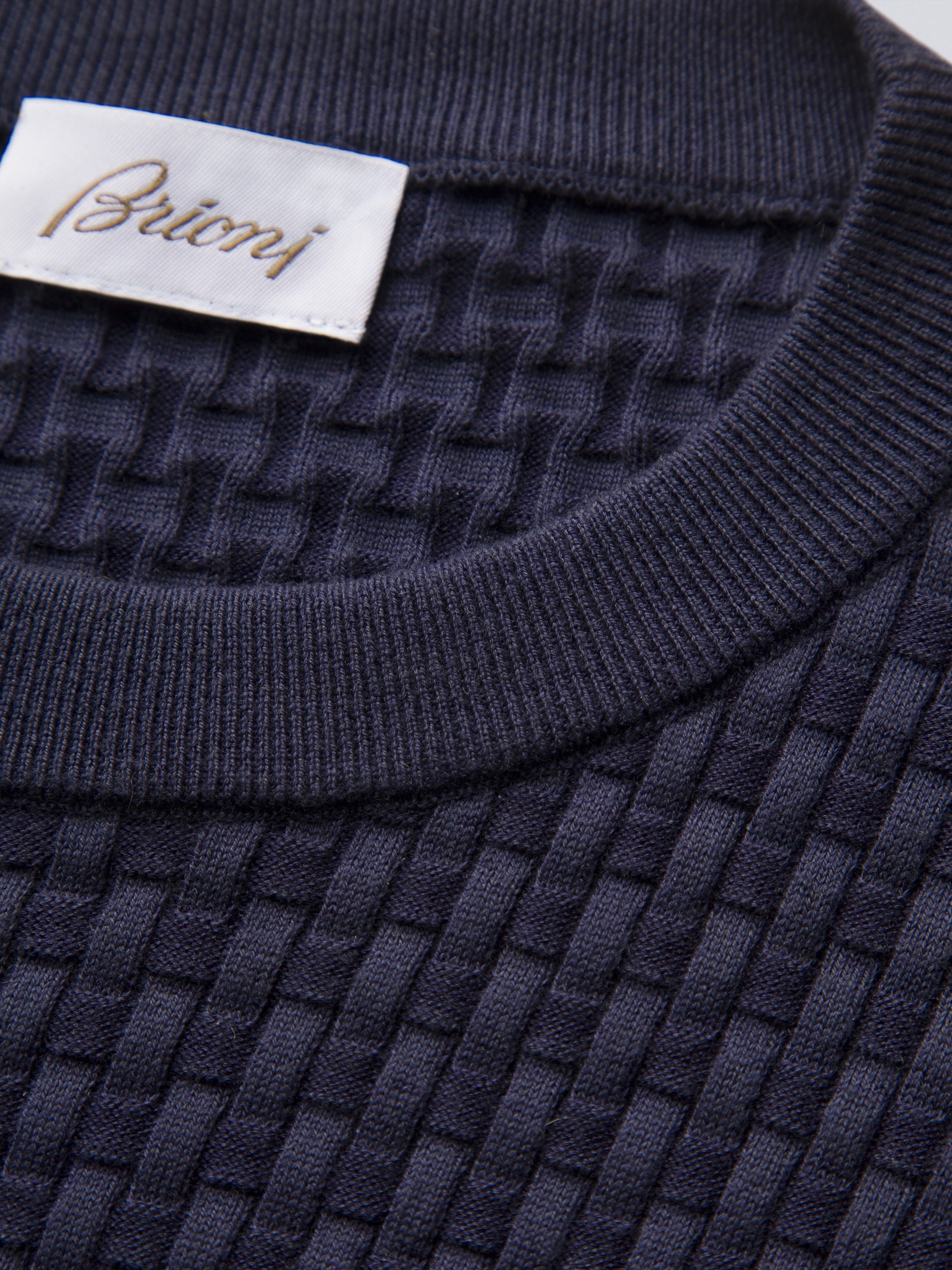 Brioni Knitwear 'Essential' Navy Blue Long-sleeved Polo Shirt