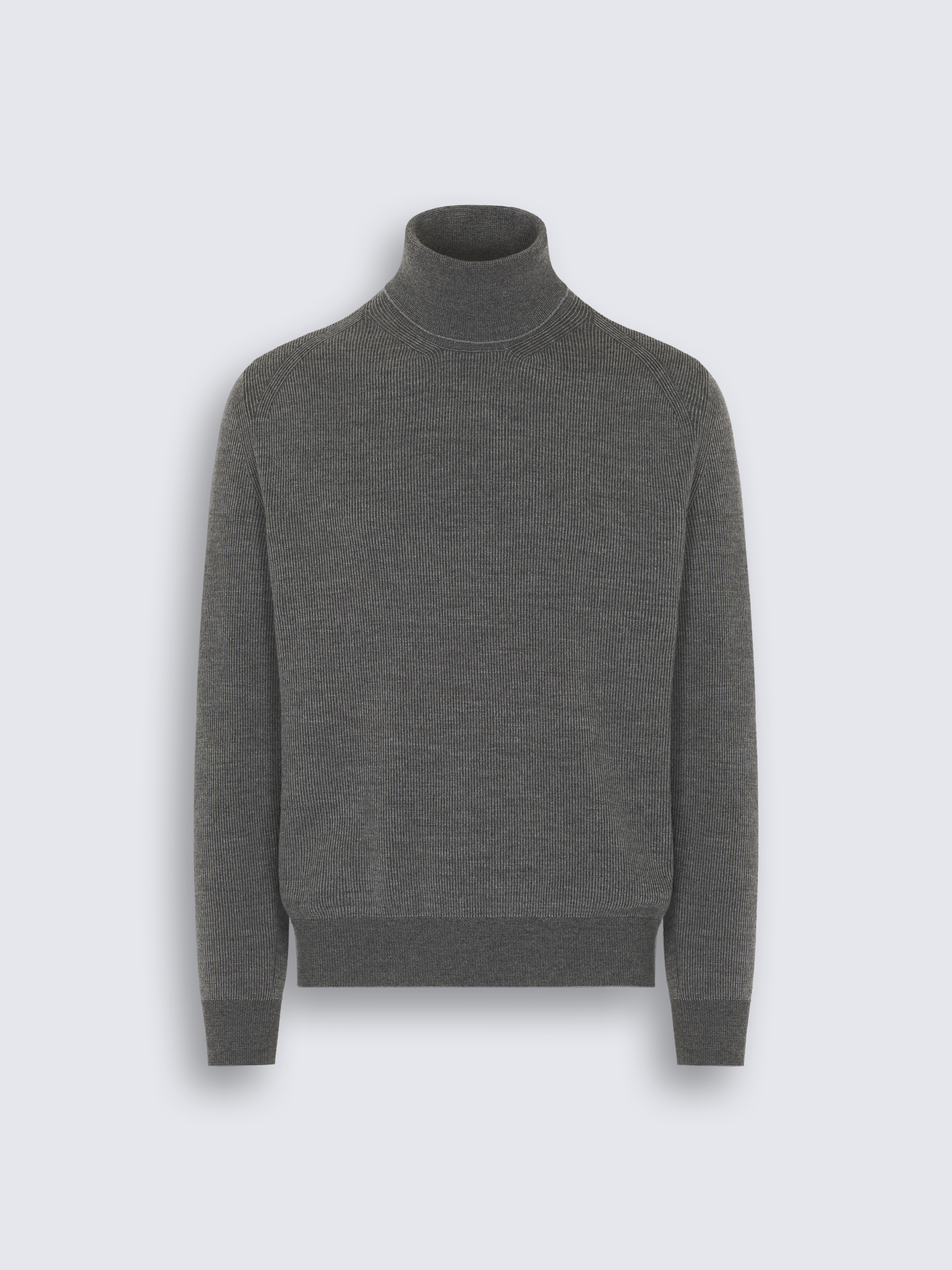 Grey cashmere and wool turtleneck sweater