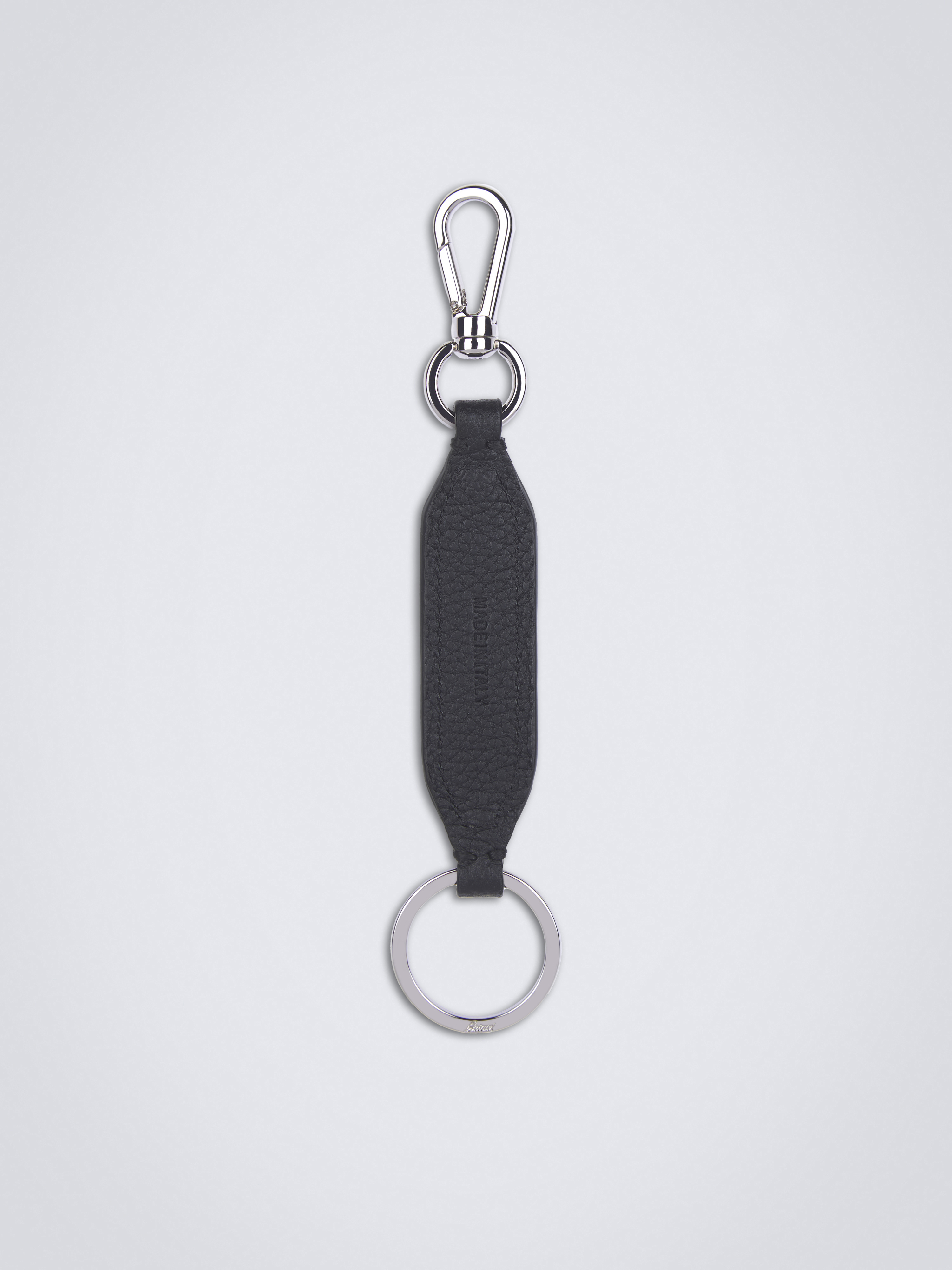 Black grained leather key holder