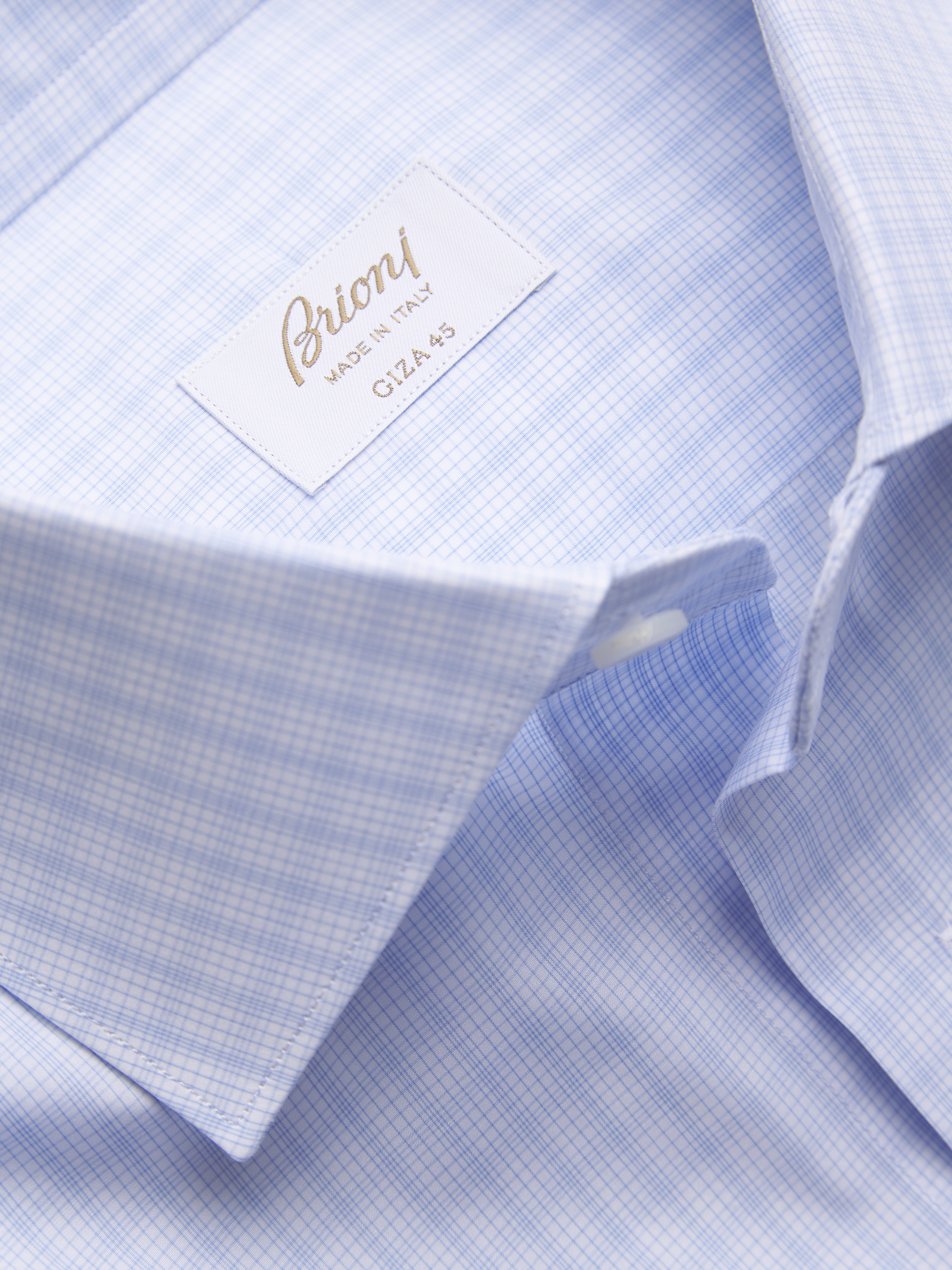 （chiku）b.glen クレイウォッシュ LARGE SIZE White and light blue checked Giza 45 cotton formal shirt