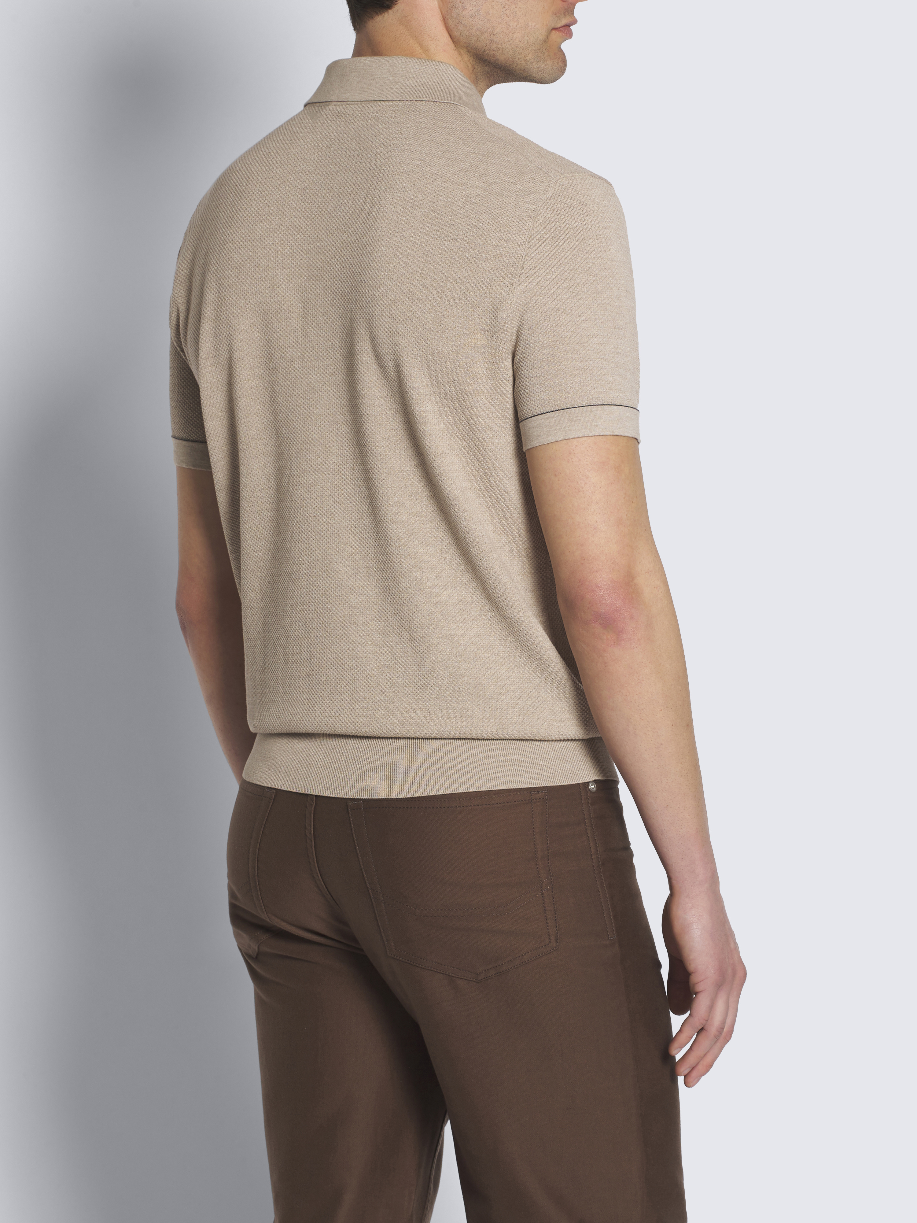Beige Sea Island piqué cotton polo