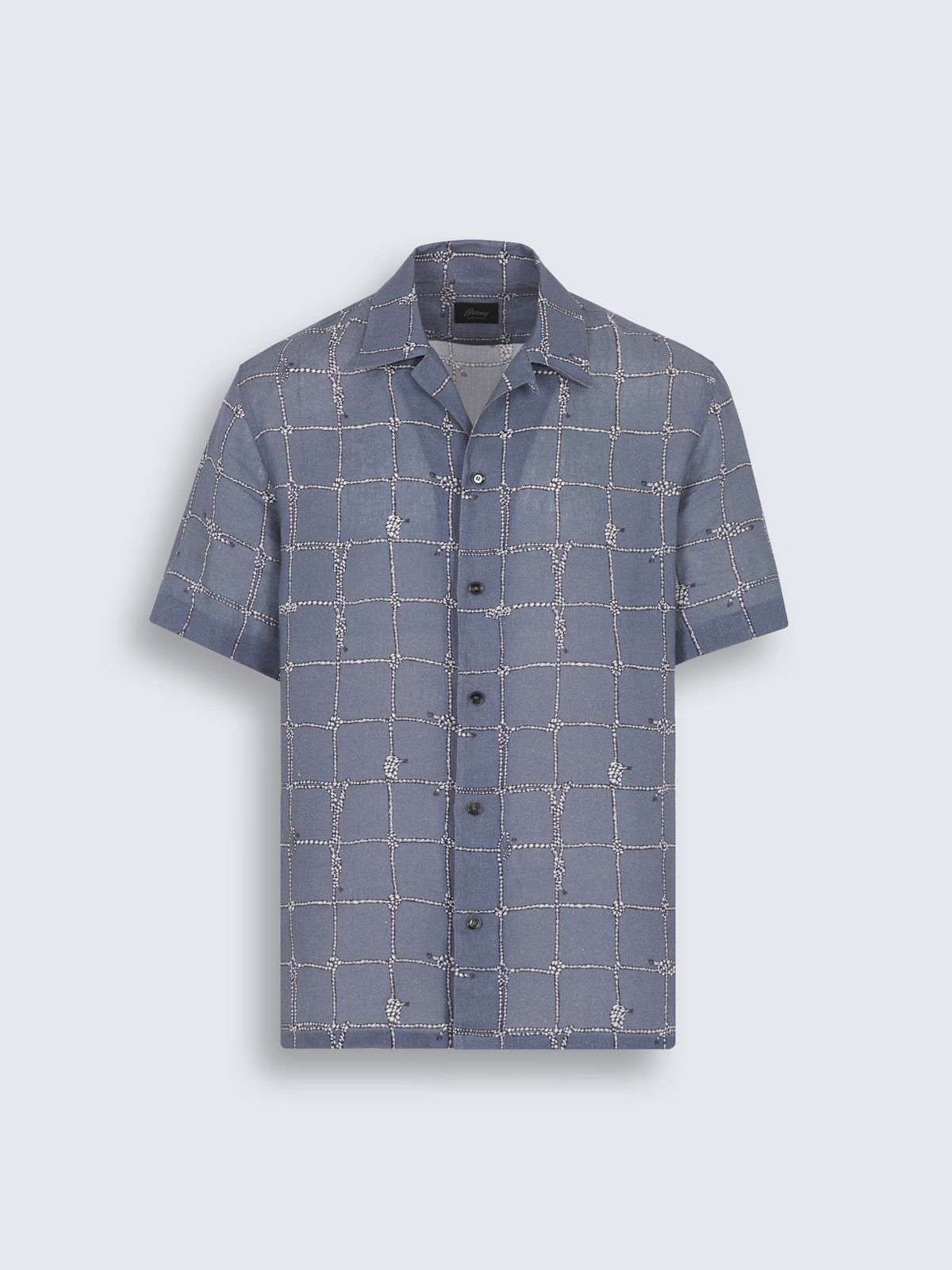 Steel blue and white linen cuban shirt
