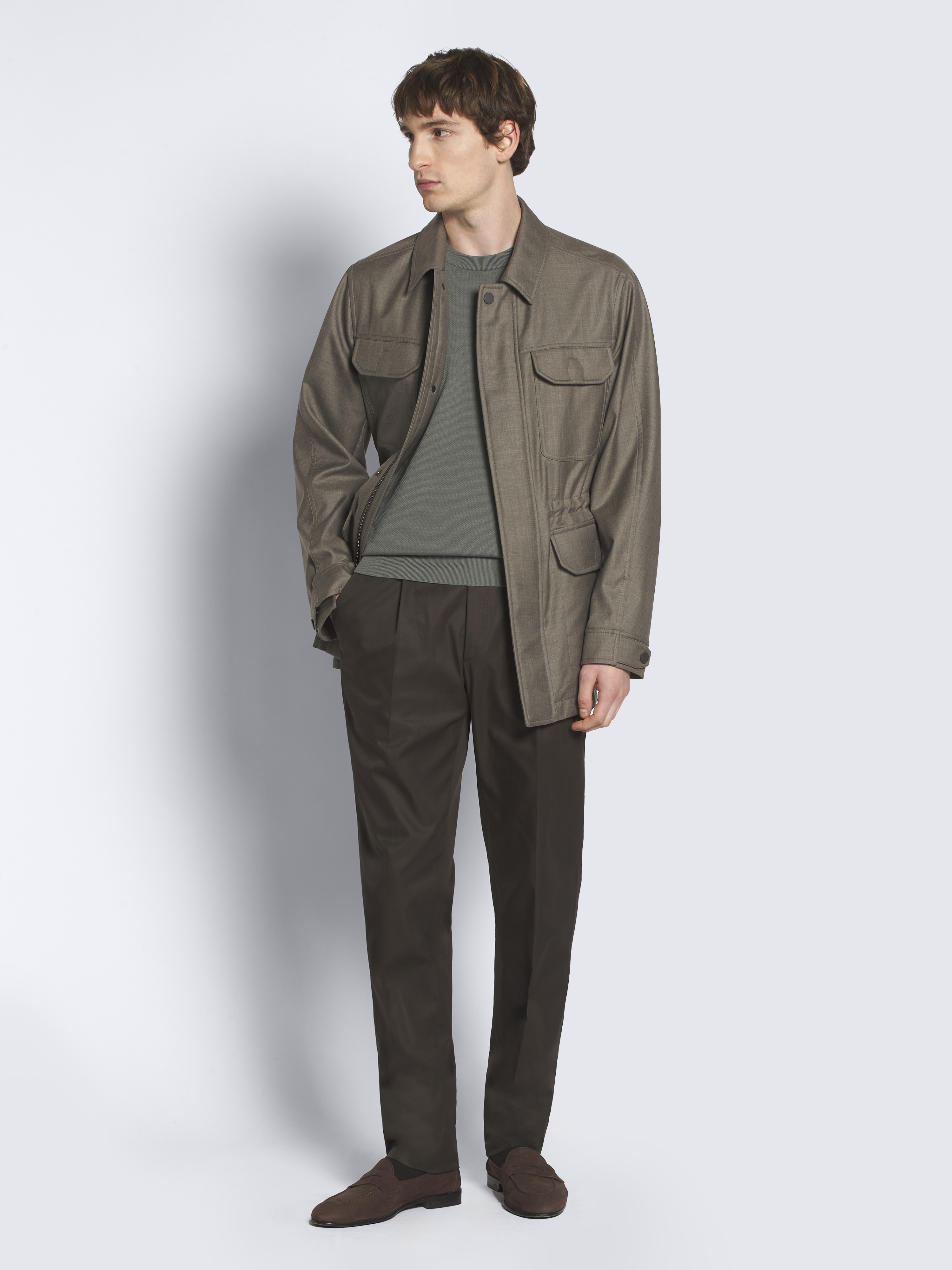 Olive green Sea Island cotton piqué T-shirt