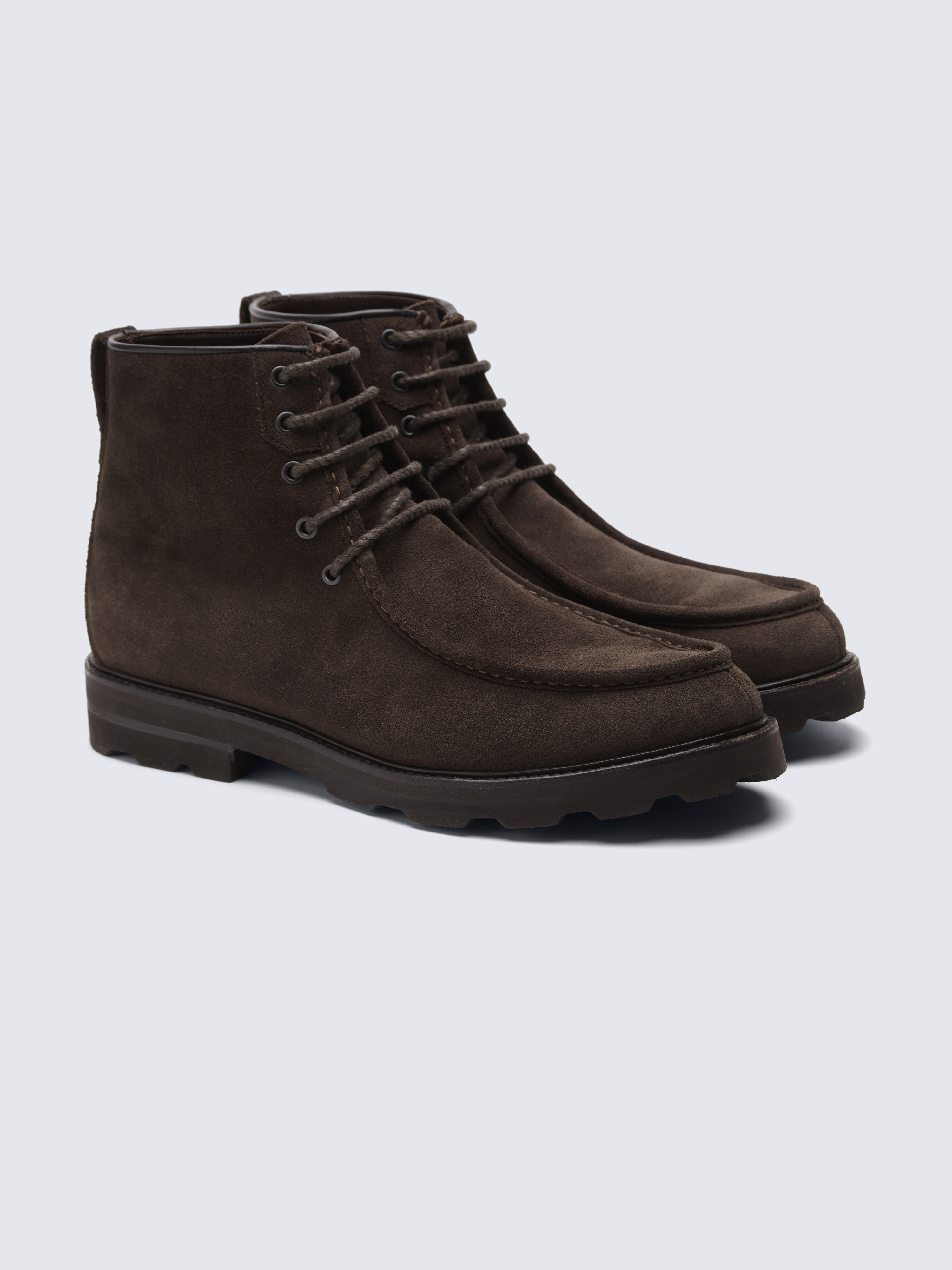 Dark brown suede laced boots