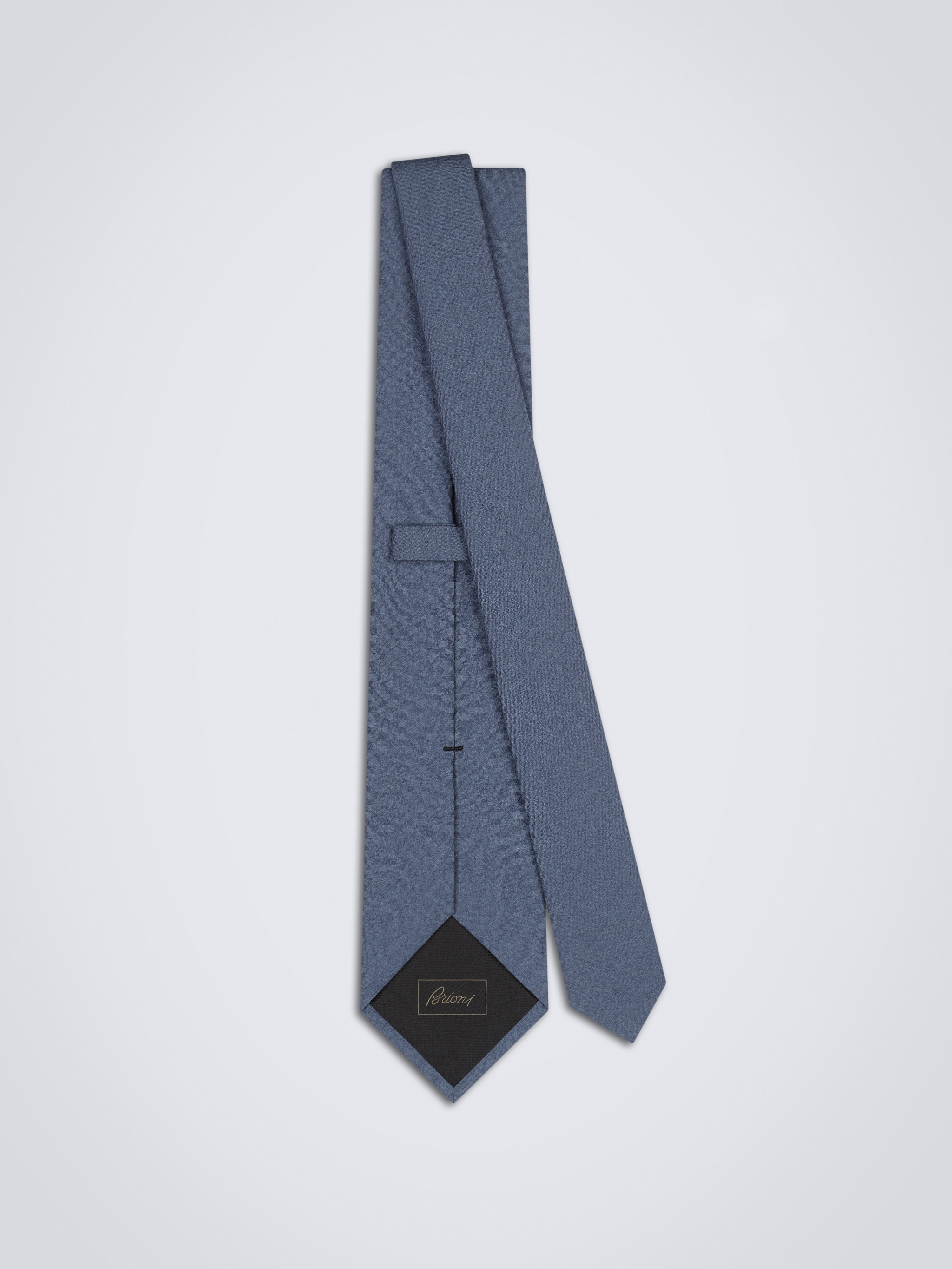 Steel blue wool and silk tie
