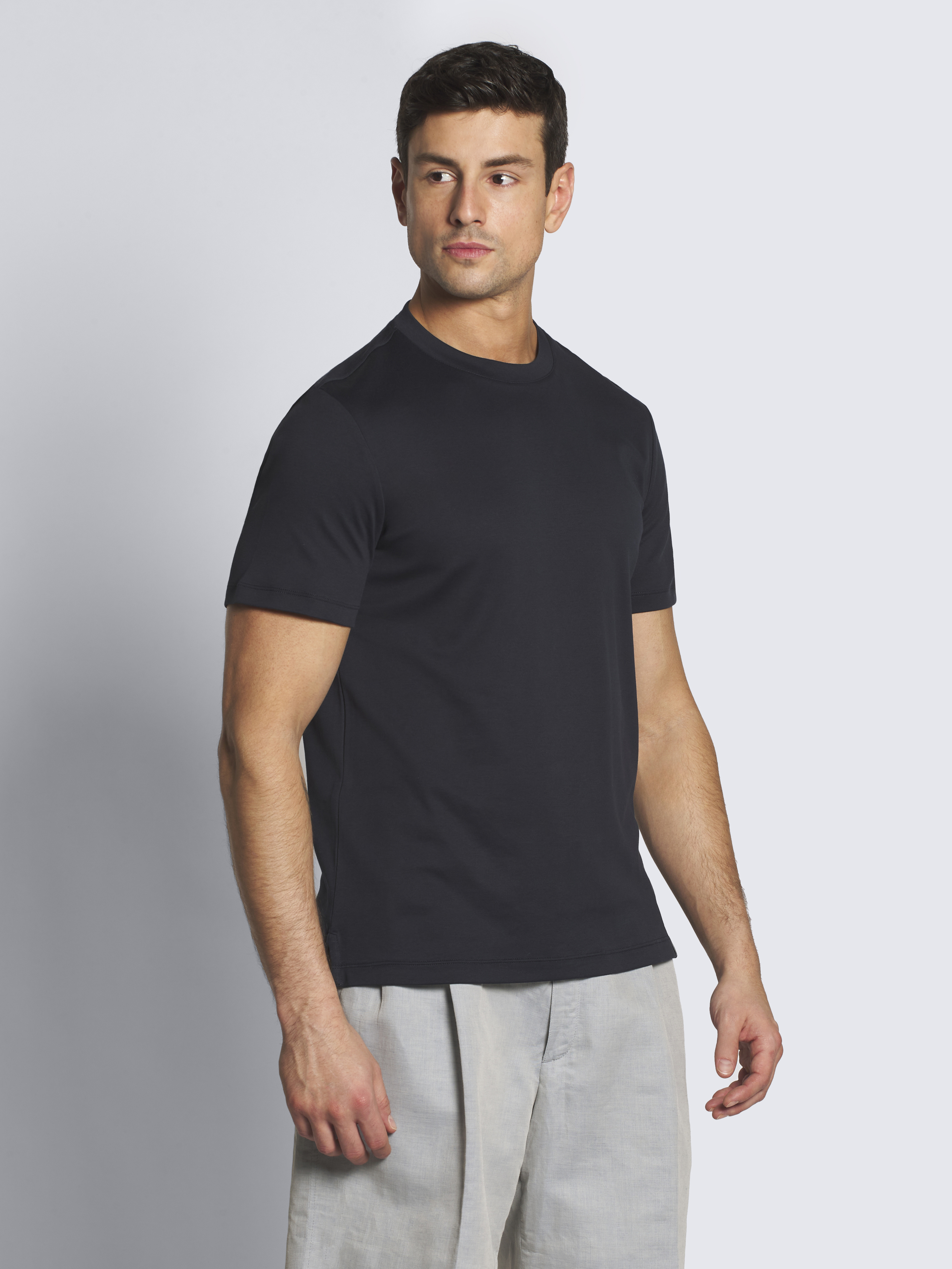 ネイビーブルー シーアイランドコットン Tシャツ