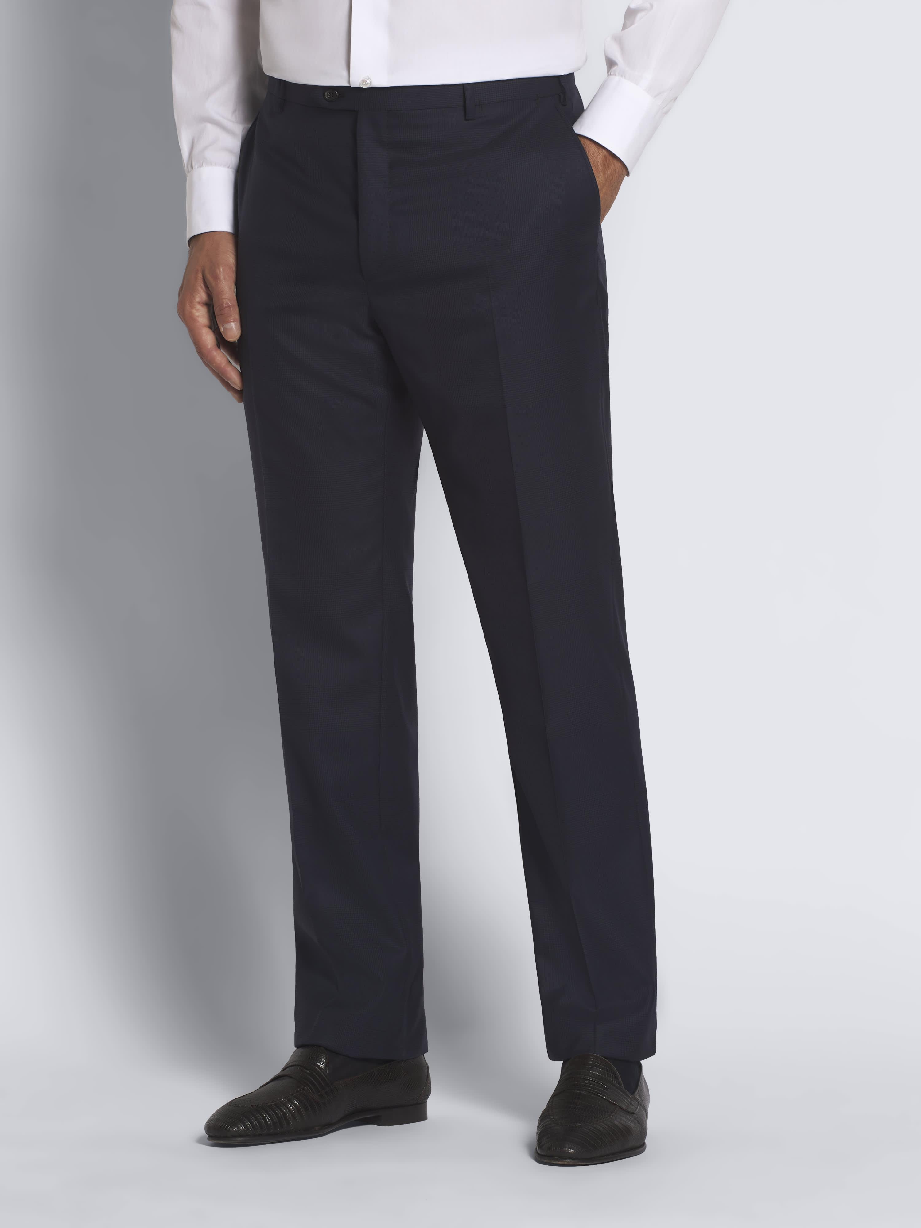 Navy blue glen checked Super 160's wool Brunico suit | Brioni® US ...