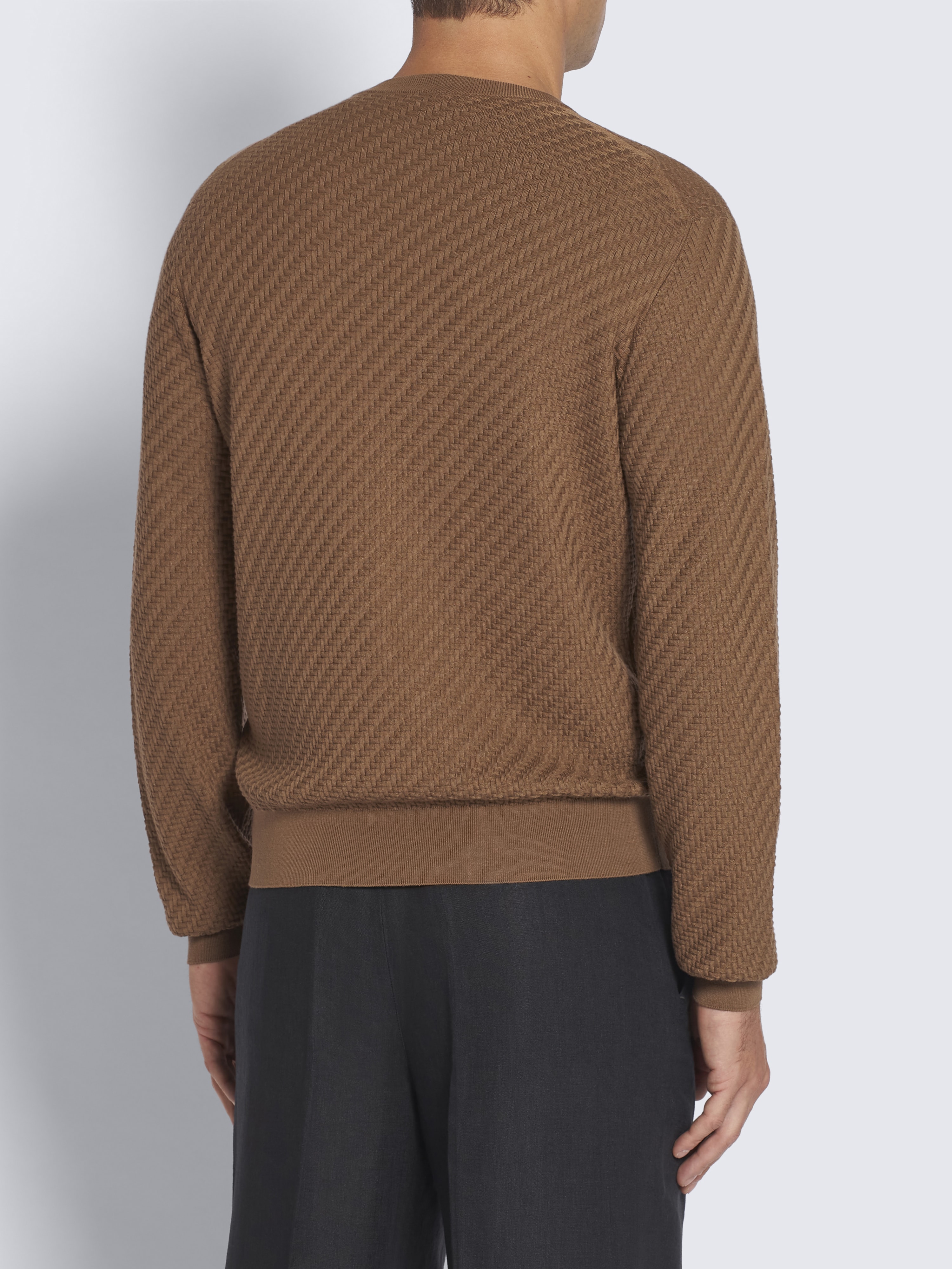 Light brown cotton, silk and cashmere sweater | Brioni® CL