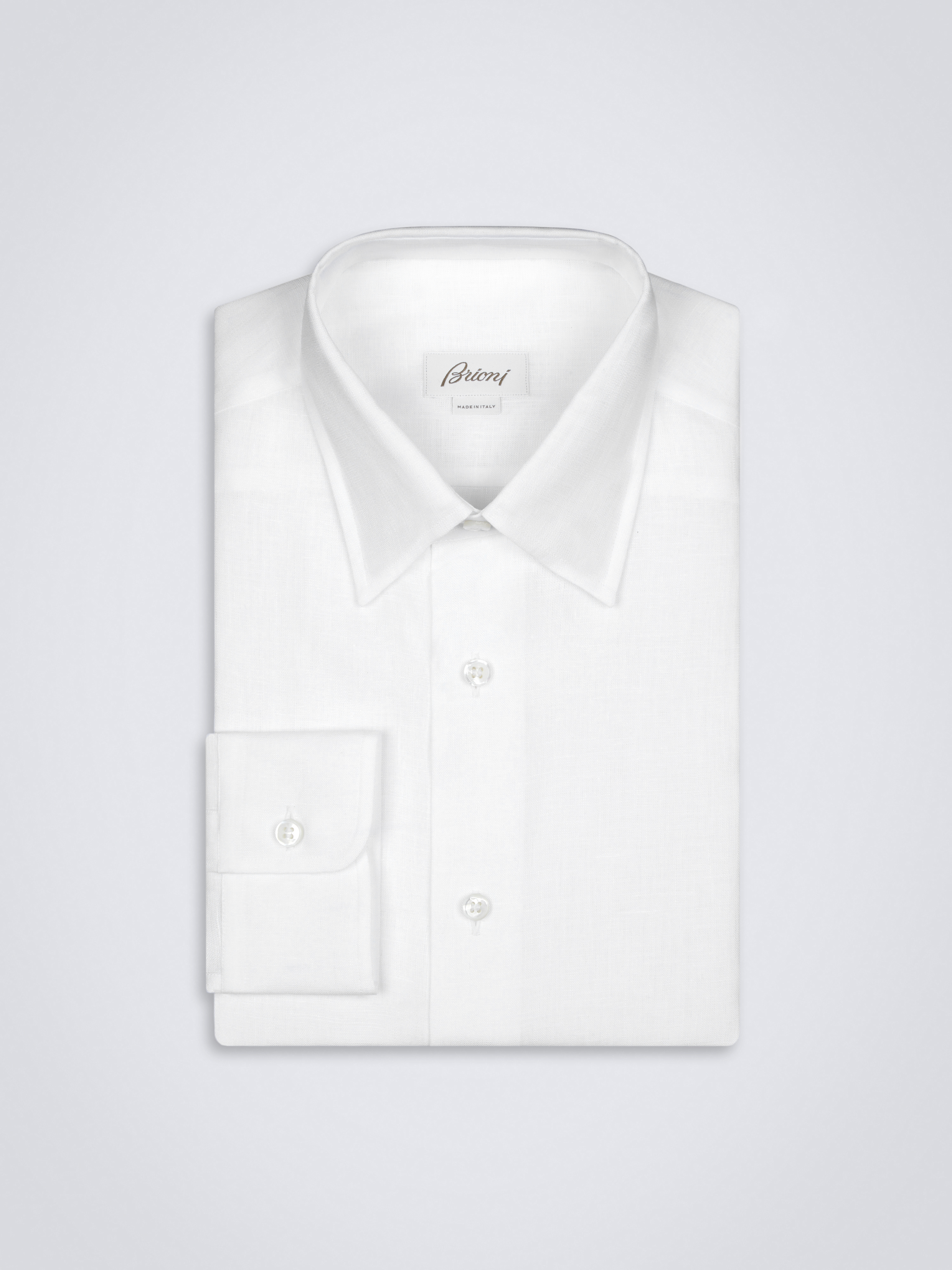 Brioni appliqué-logo linen silk shirt - Neutrals