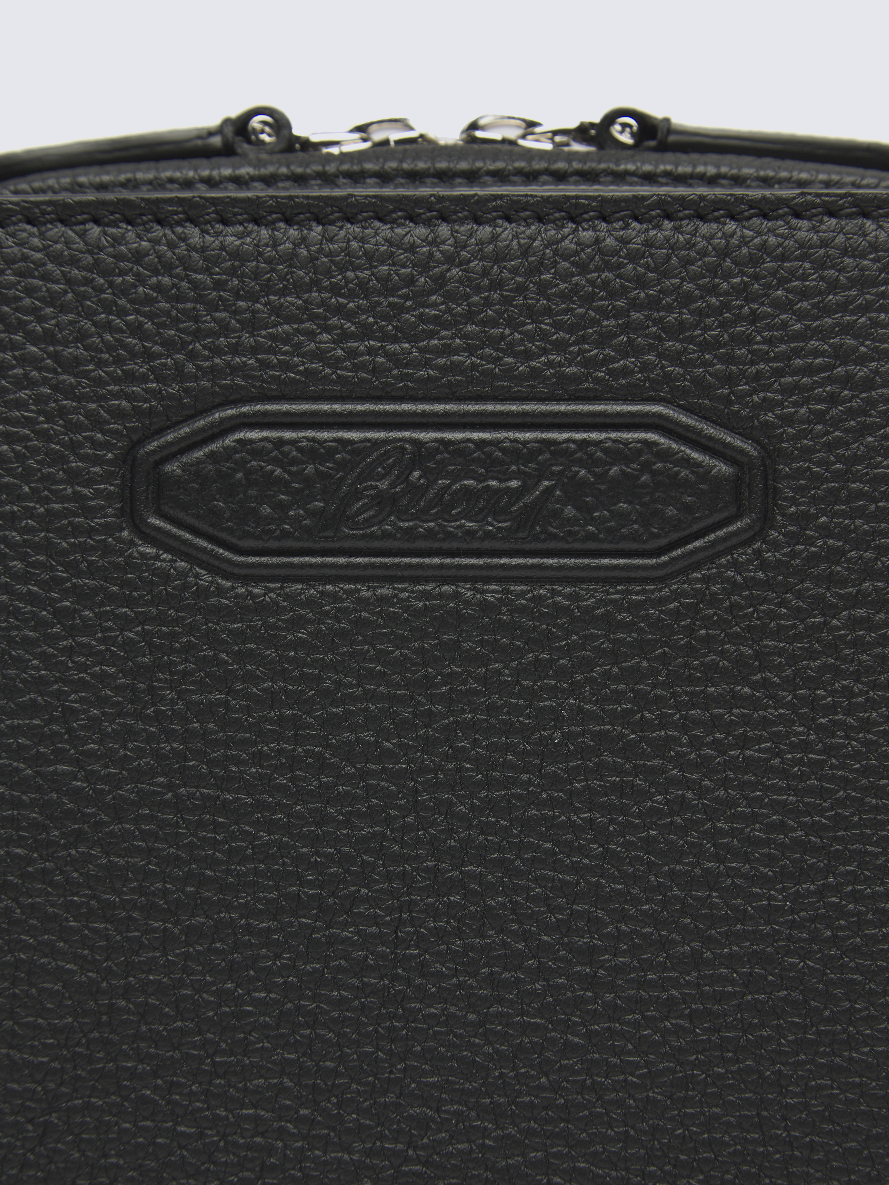 Black grained leather messenger bag