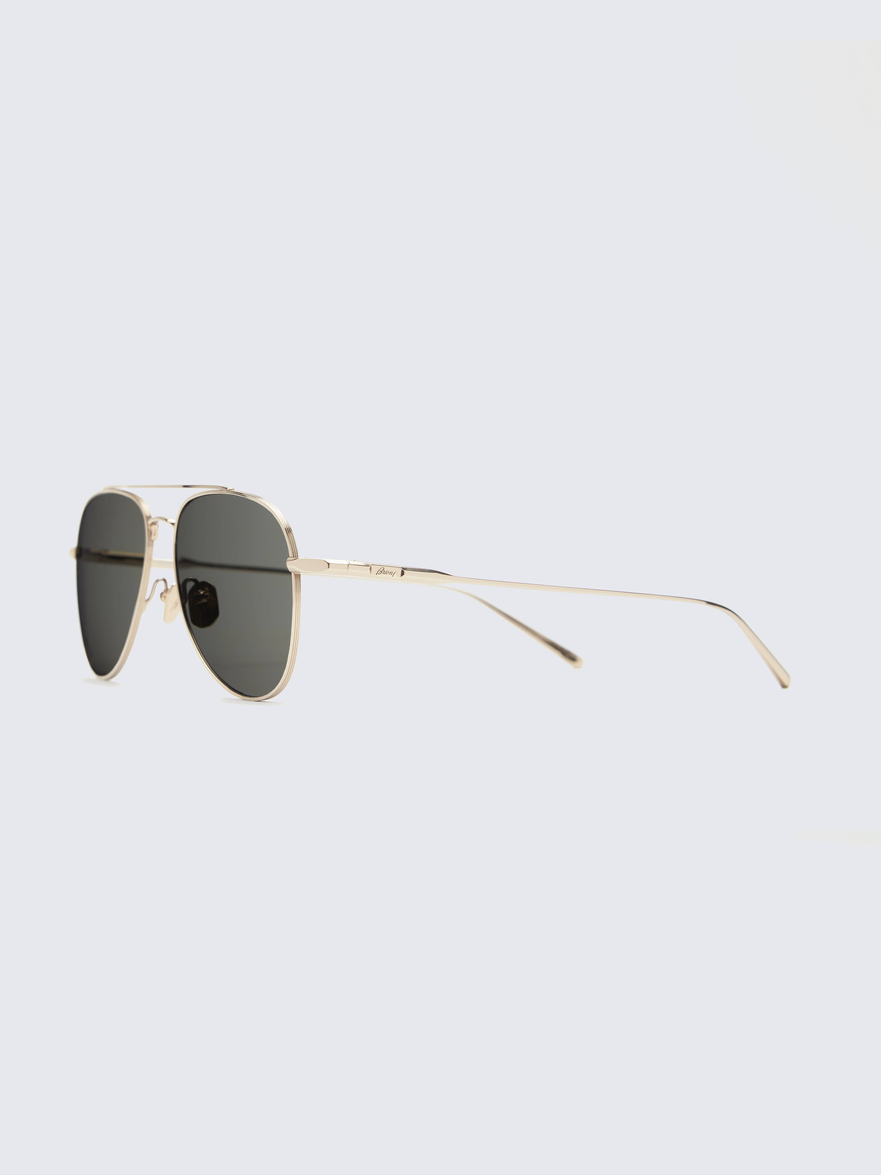 Titanium gold and dark grey double bridge sunglasses