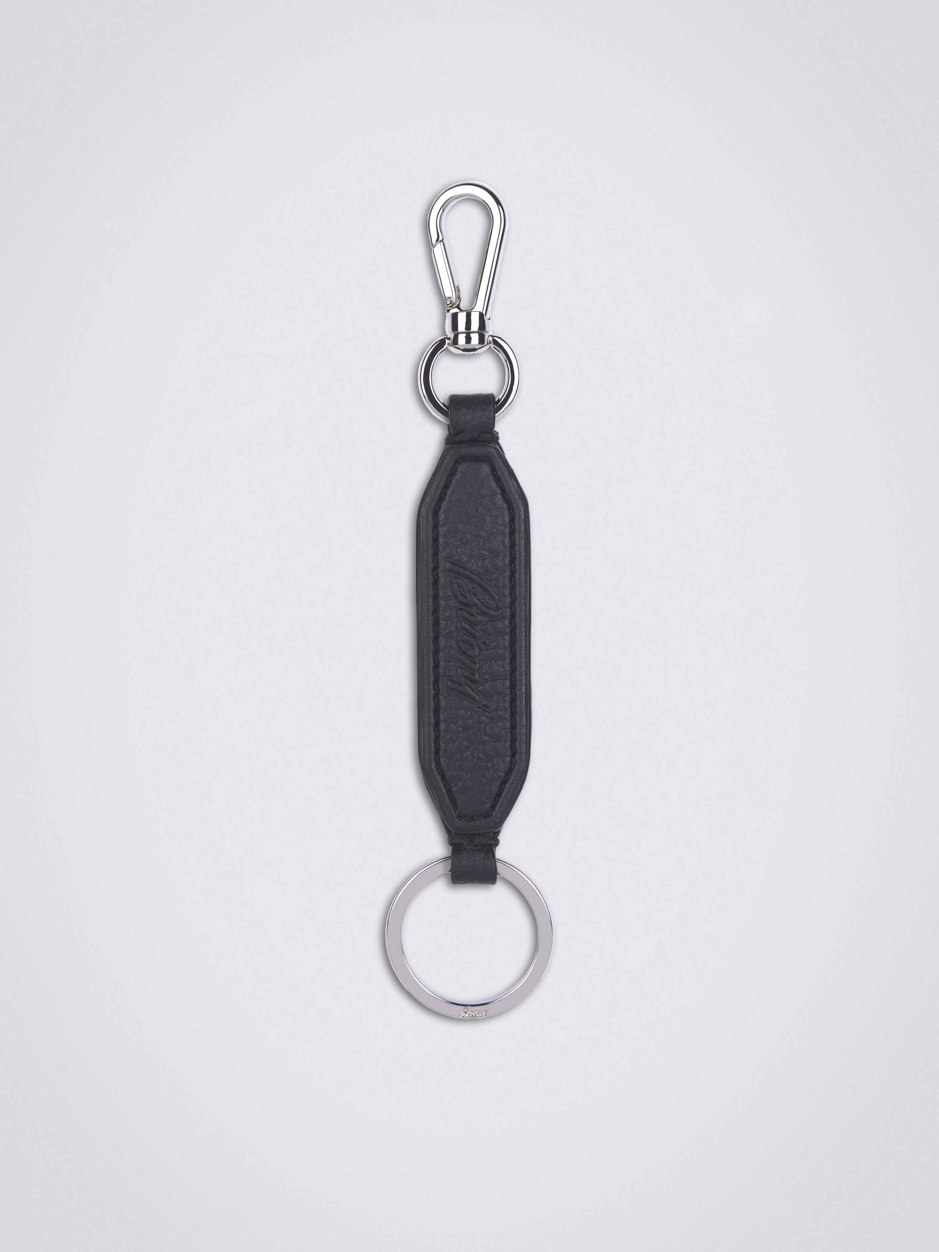 Black grained leather key holder