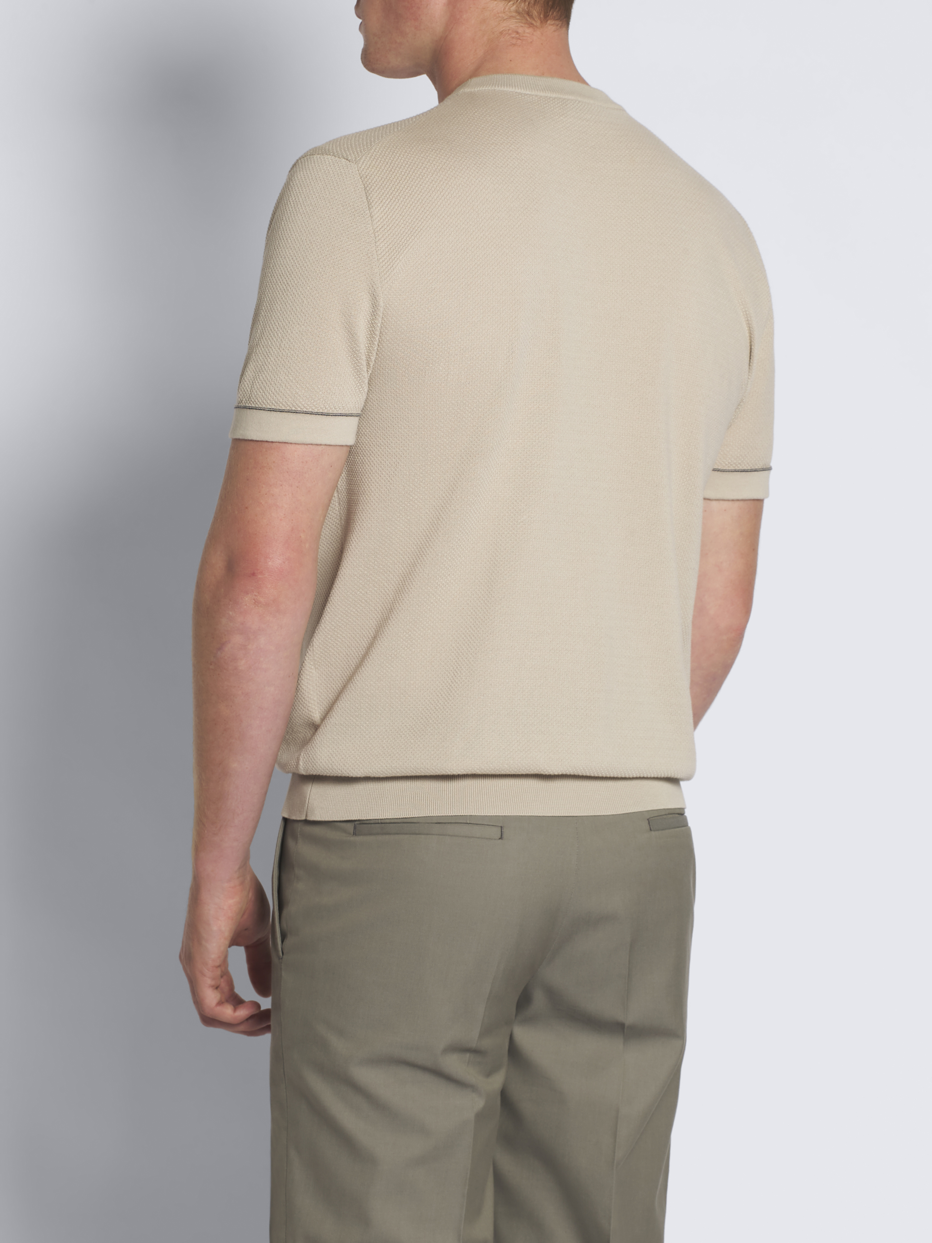 Beige Sea Island cotton piqué T-shirt