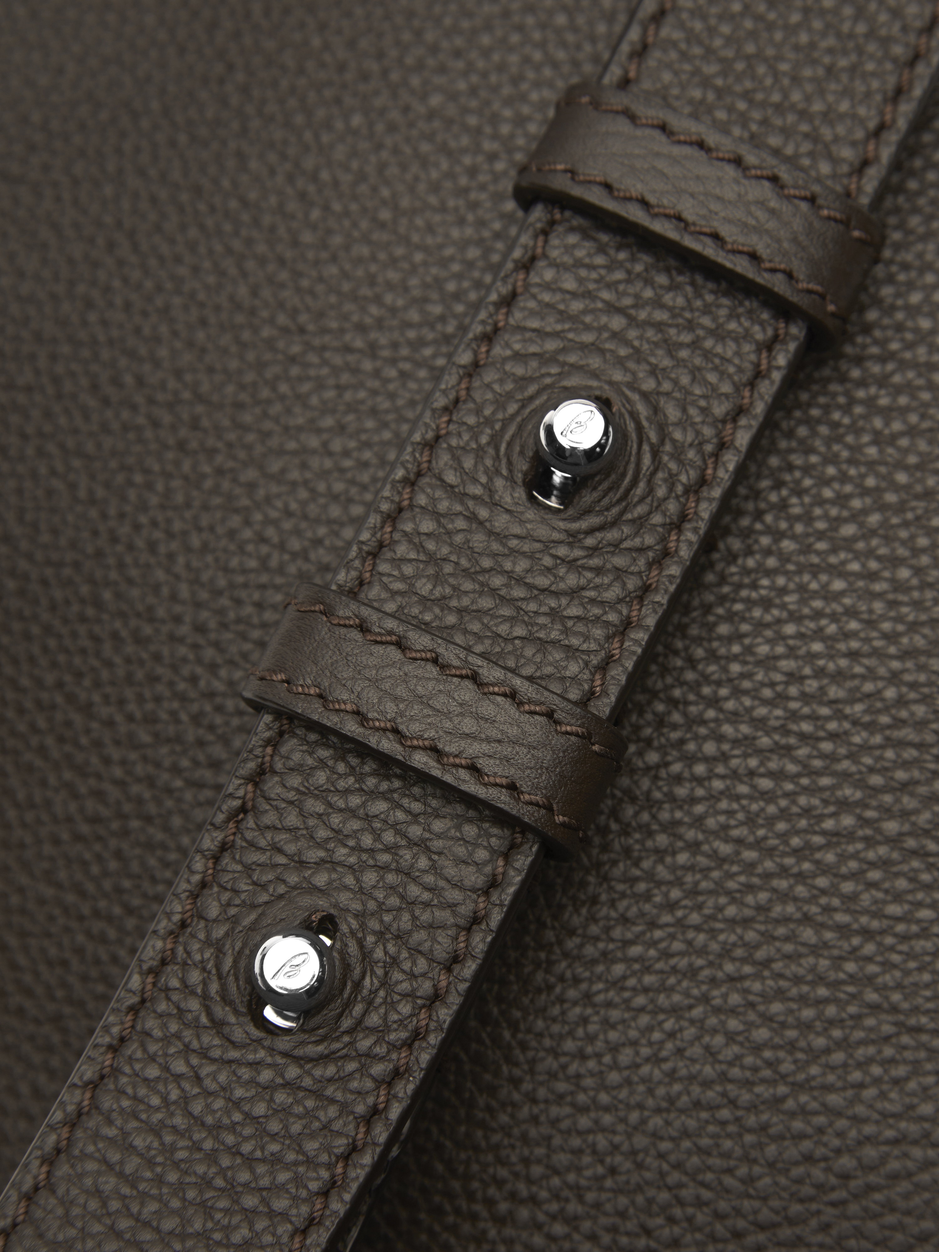 Dark brown grained leather belt bag Brioni PY Official Store