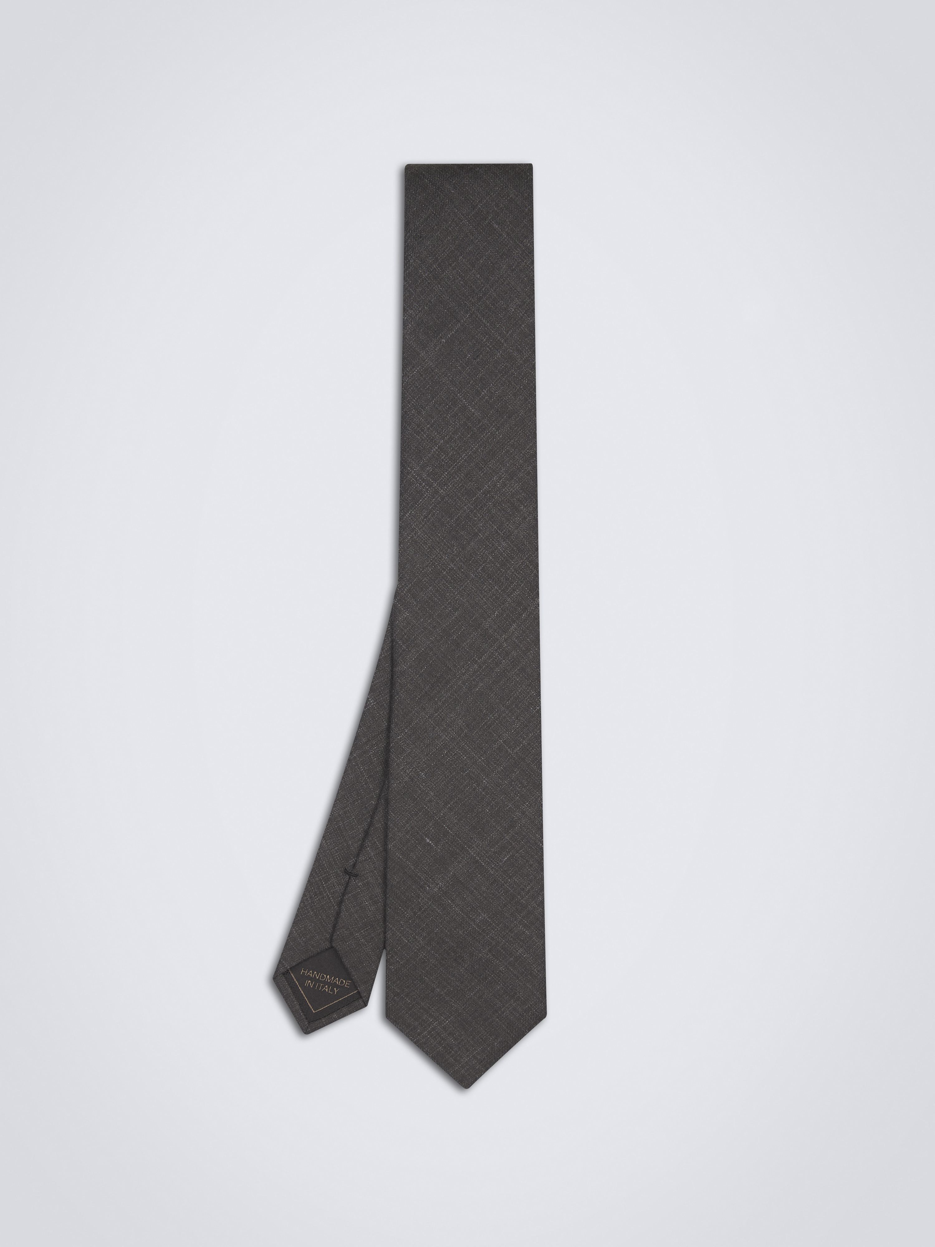 Brioni シルバーネクタイ チャコールグレー Zefiro シルク & カシミア & リネンツイル ネクタイ